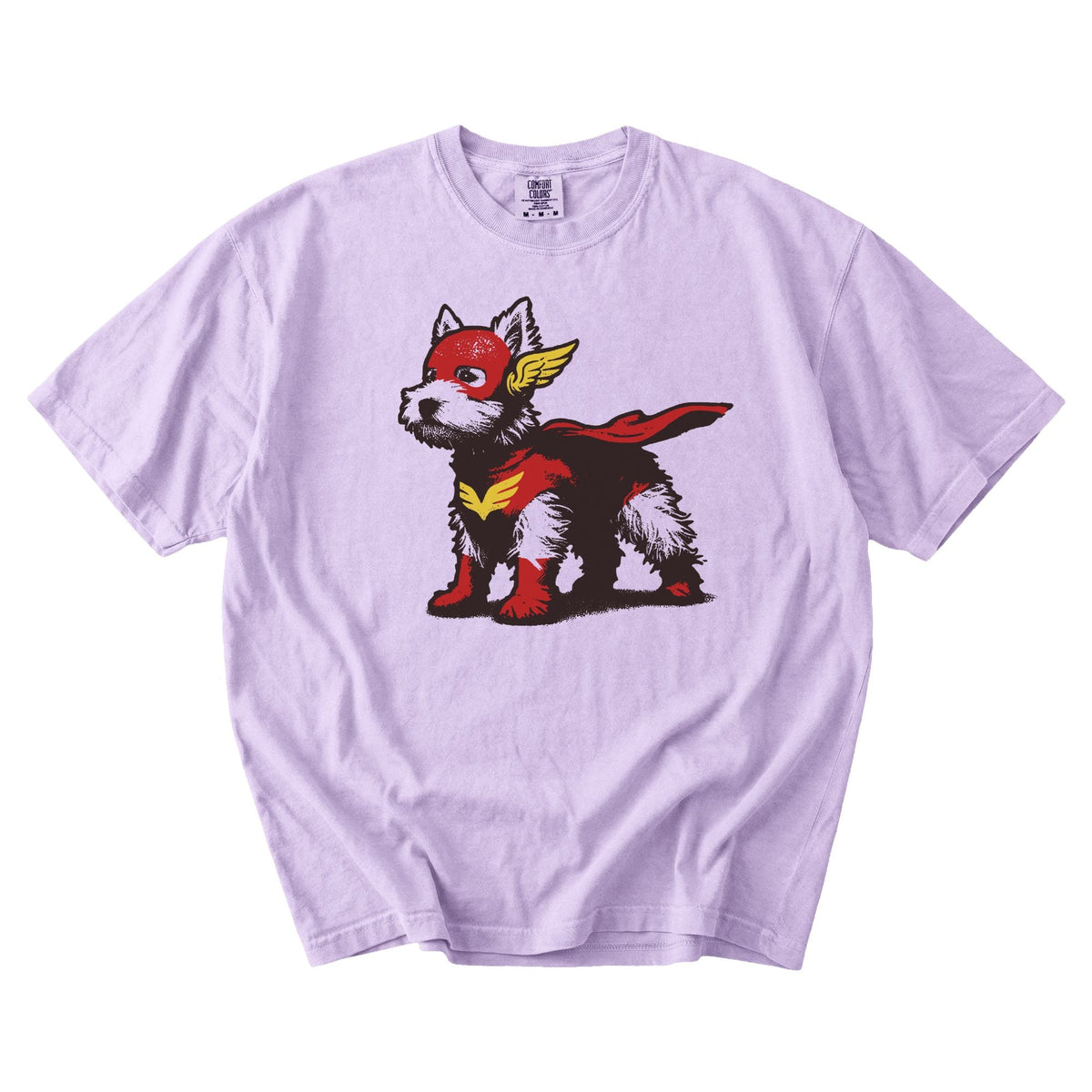 Superhero design — hand-drawn Westie hero tee