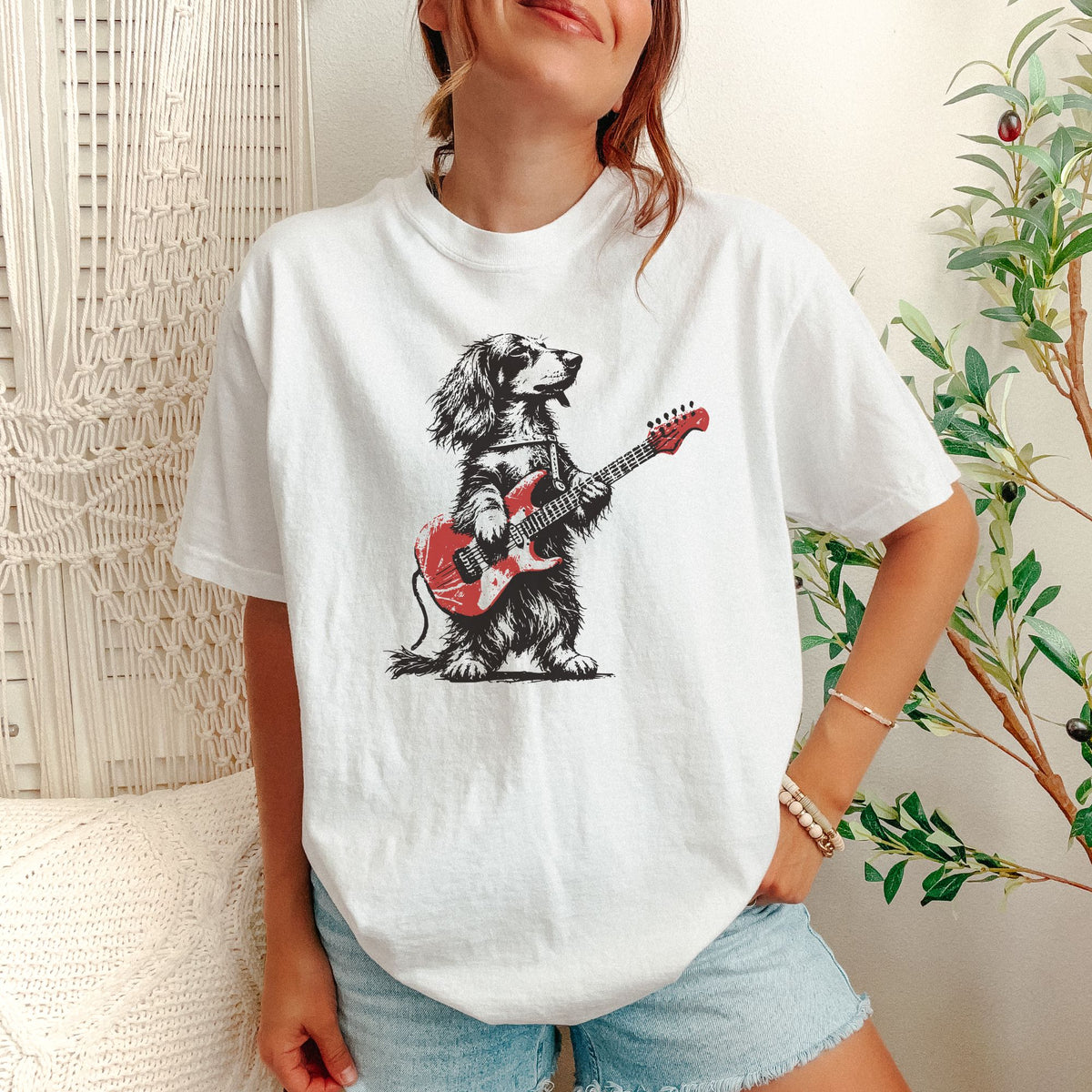 Longhair Dachshund Rock Star t-shirt