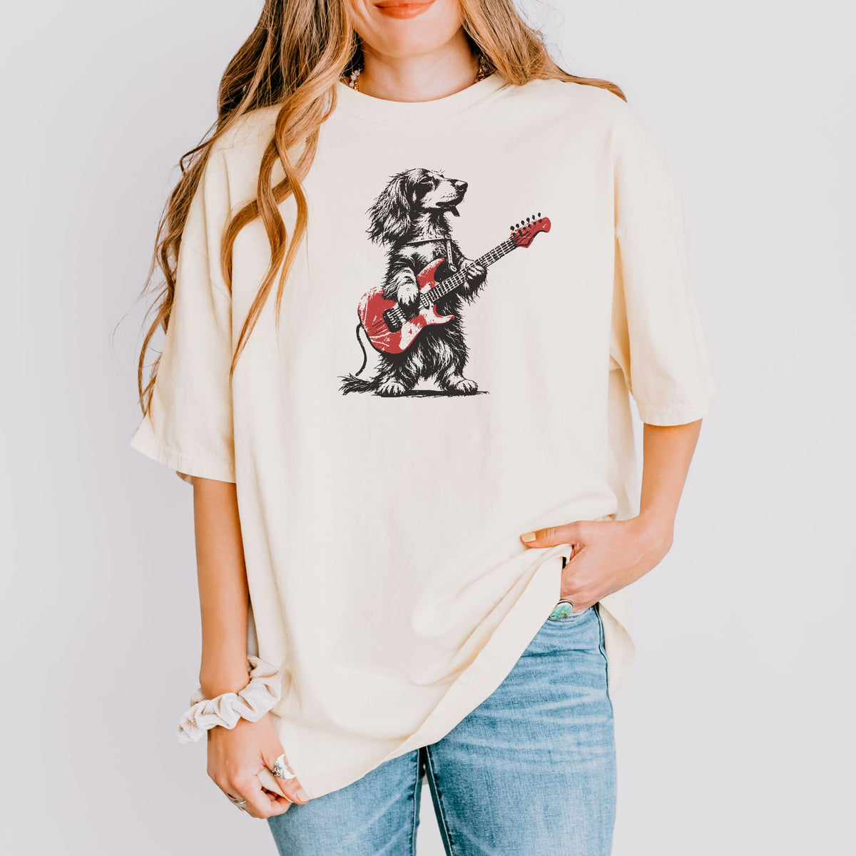 Longhair Dachshund Rock Star t-shirt