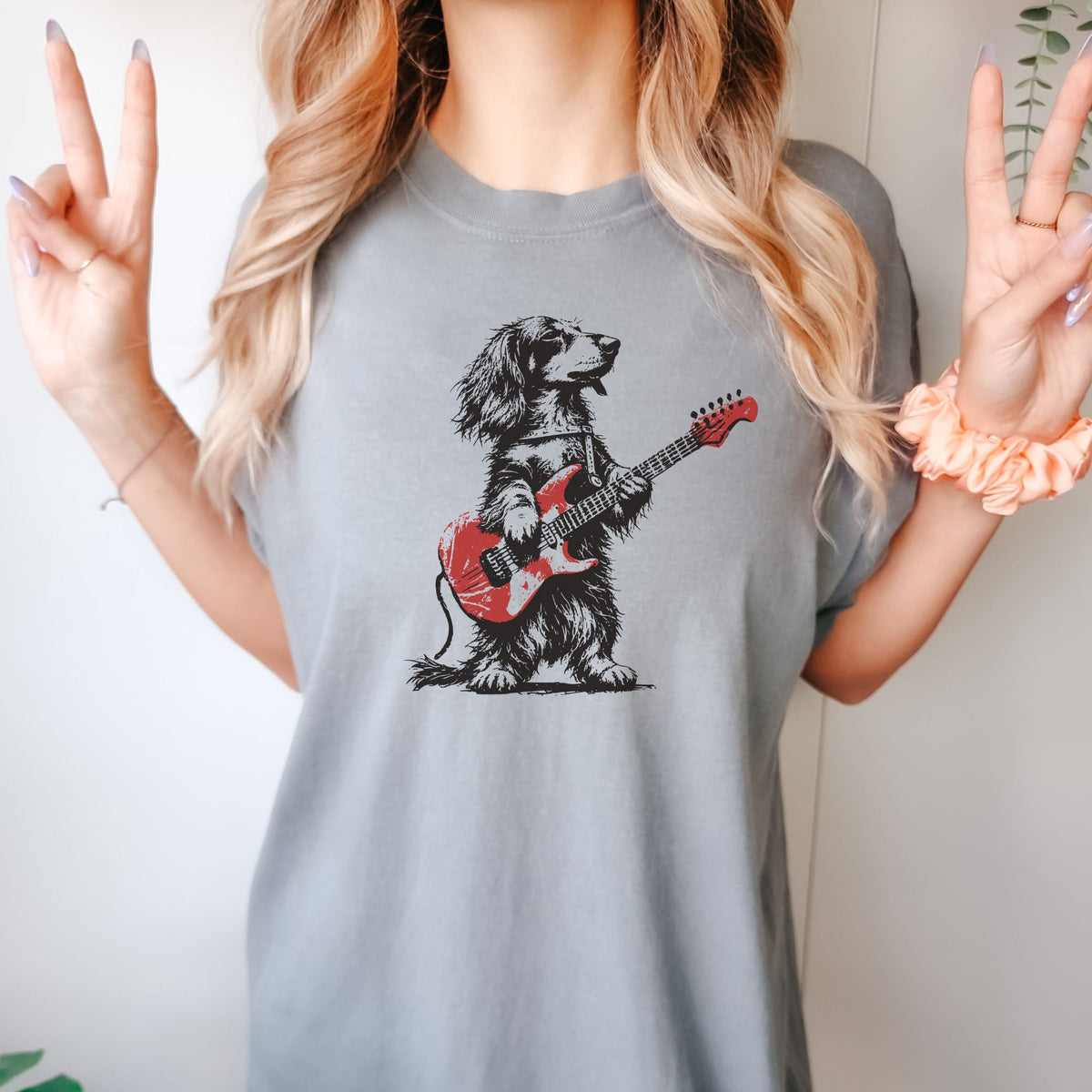 Longhair Dachshund Rock Star t-shirt