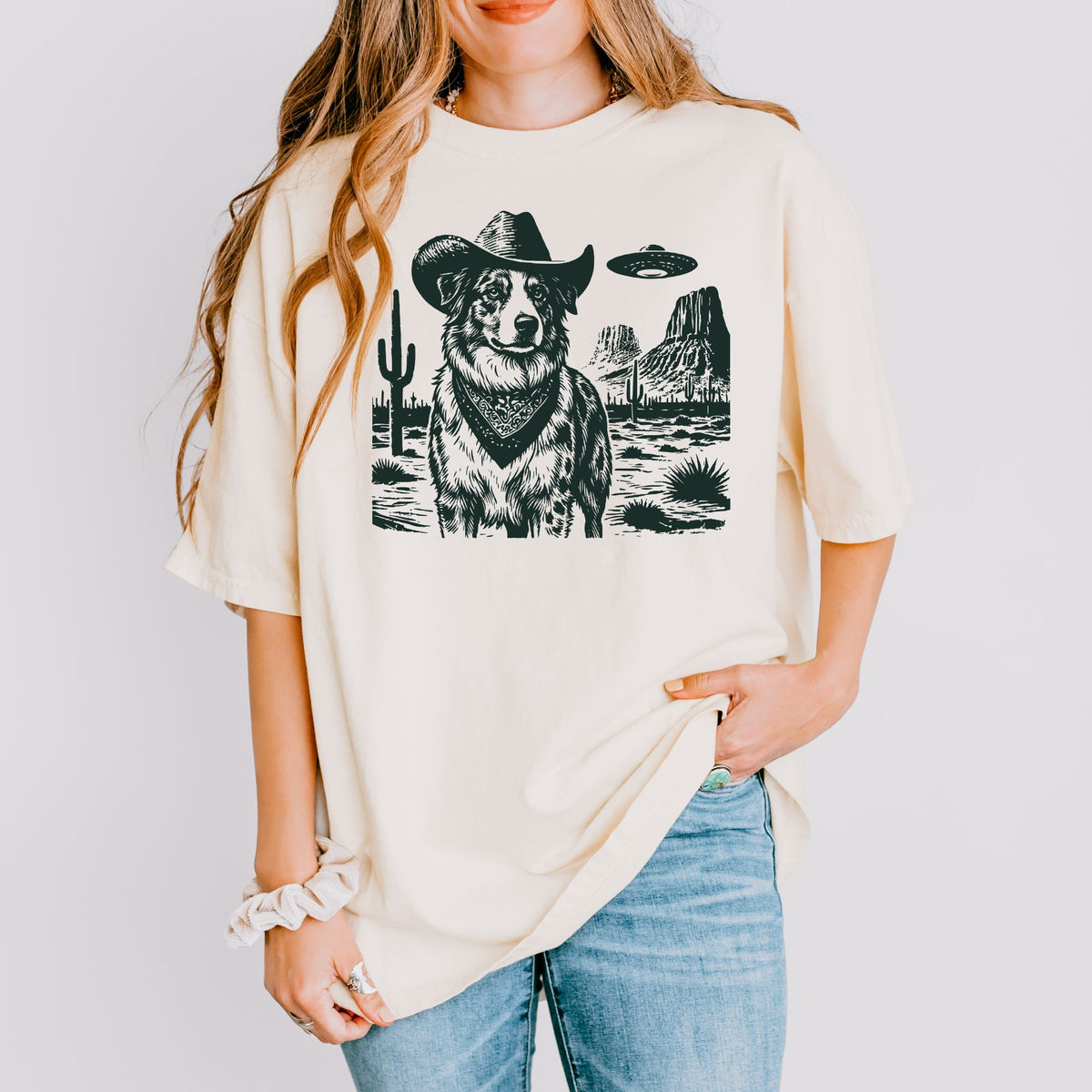 Australian Shepherd Western UFO t-shirt
