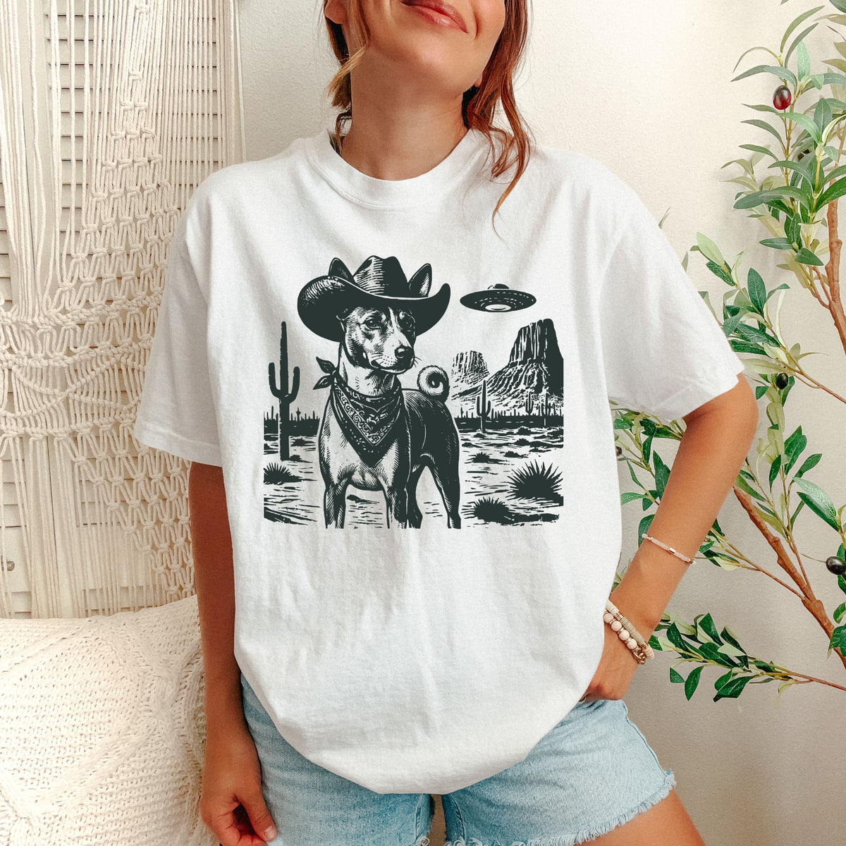 Basenji Western UFO t-shirt