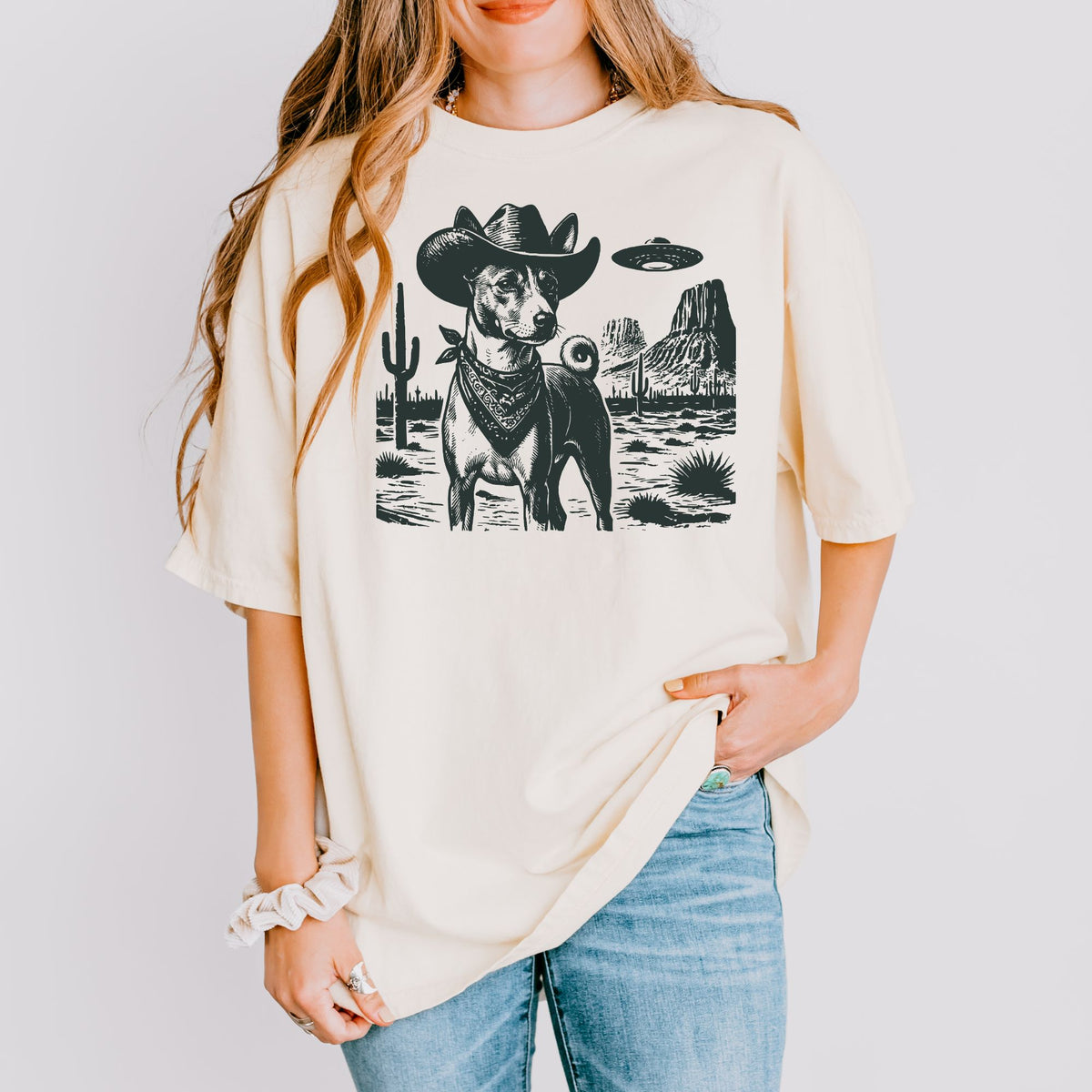 Basenji Western UFO t-shirt