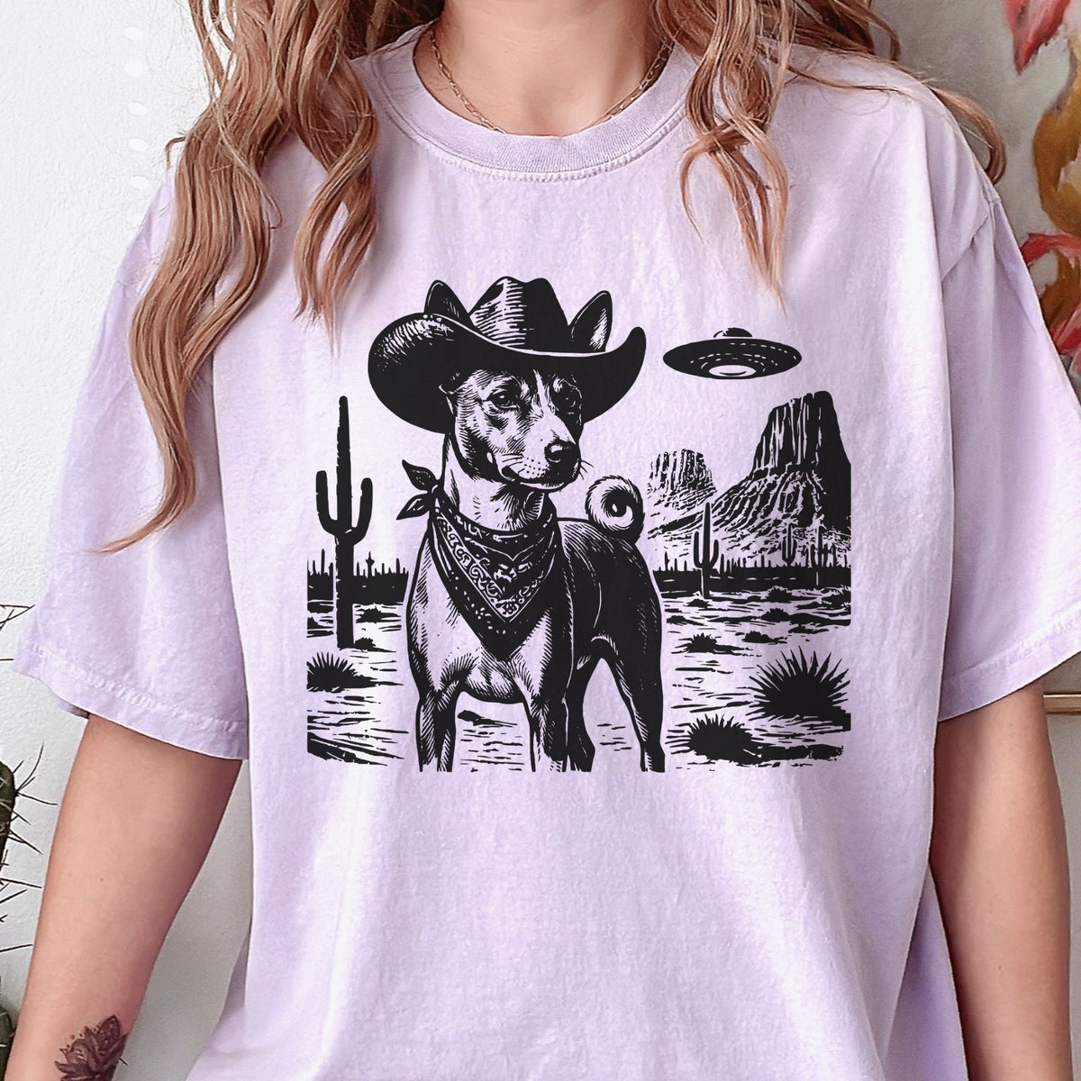 Basenji Western UFO t-shirt