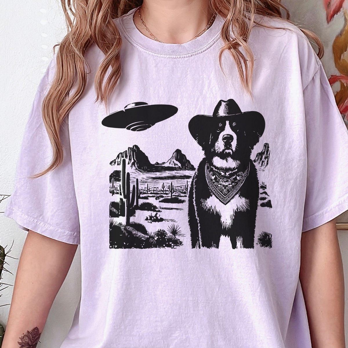 Bernese Mountain Dog Western UFO t-shirt