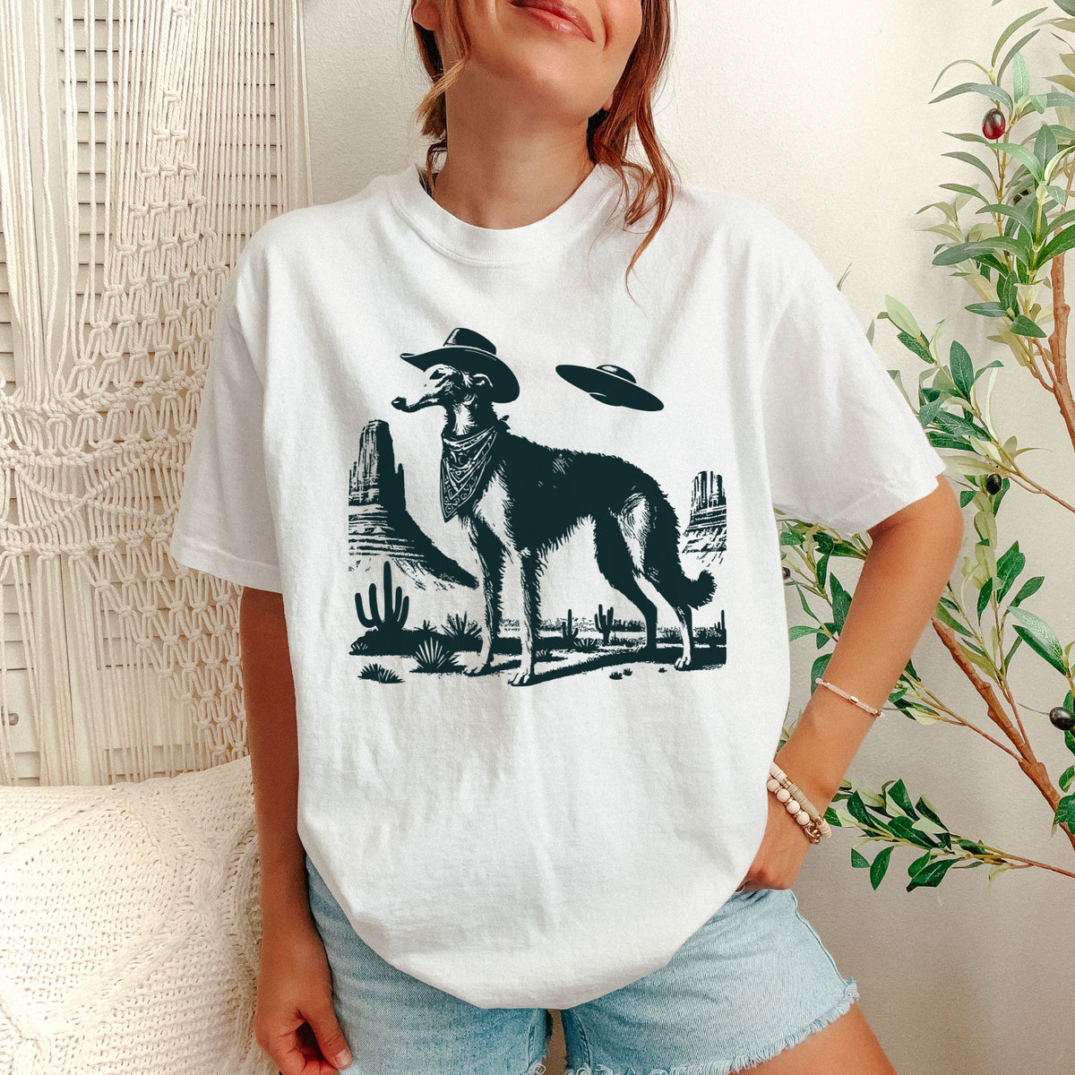 Borzoi Western UFO t-shirt