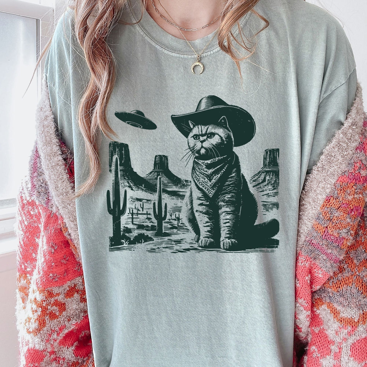 British Shorthair Western UFO t-shirt