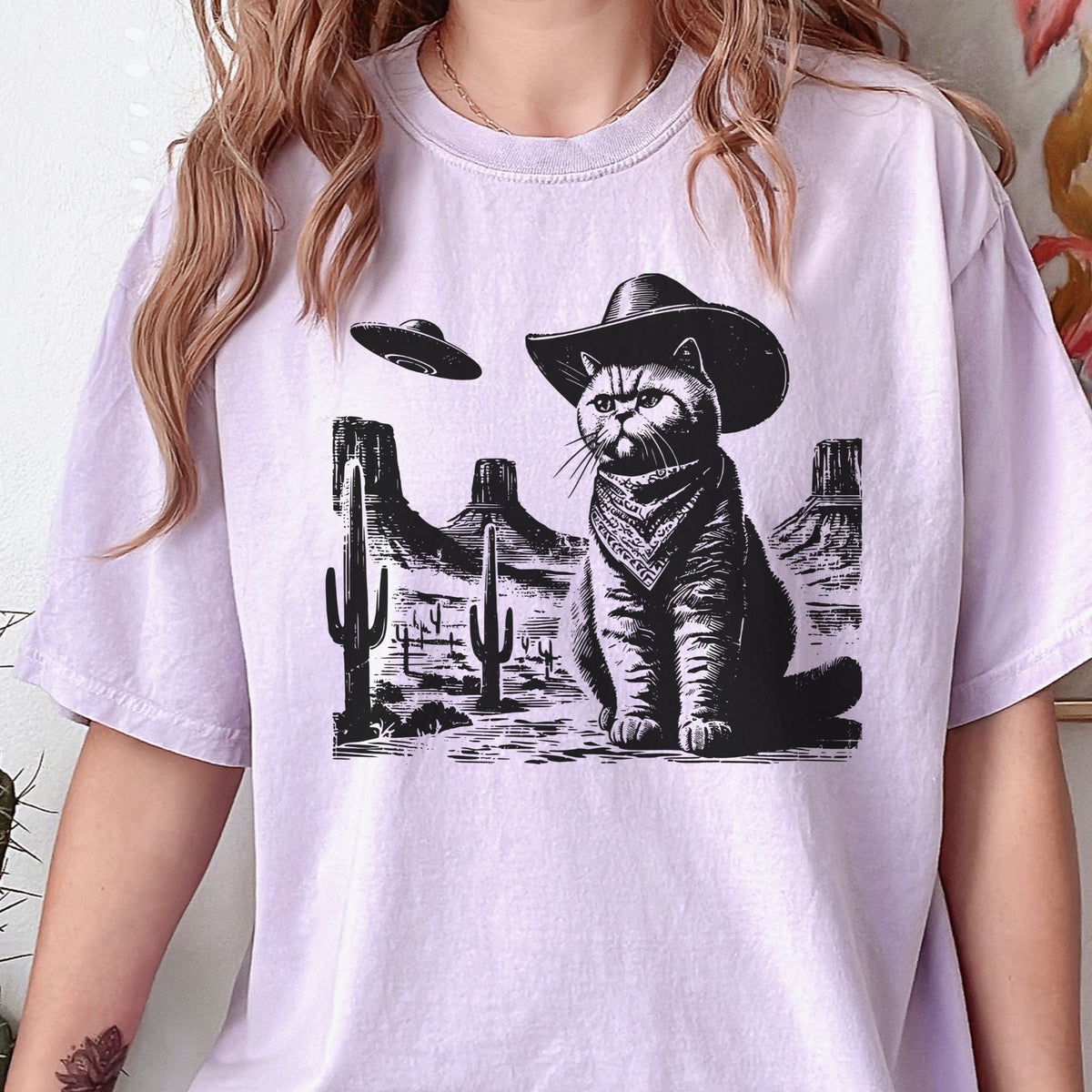 British Shorthair Western UFO t-shirt