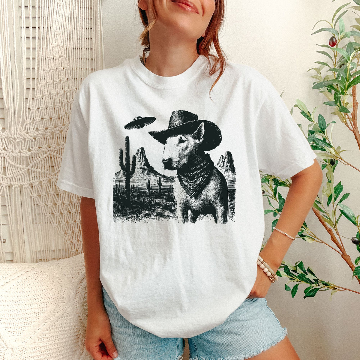 Bull Terrier Western UFO t-shirt