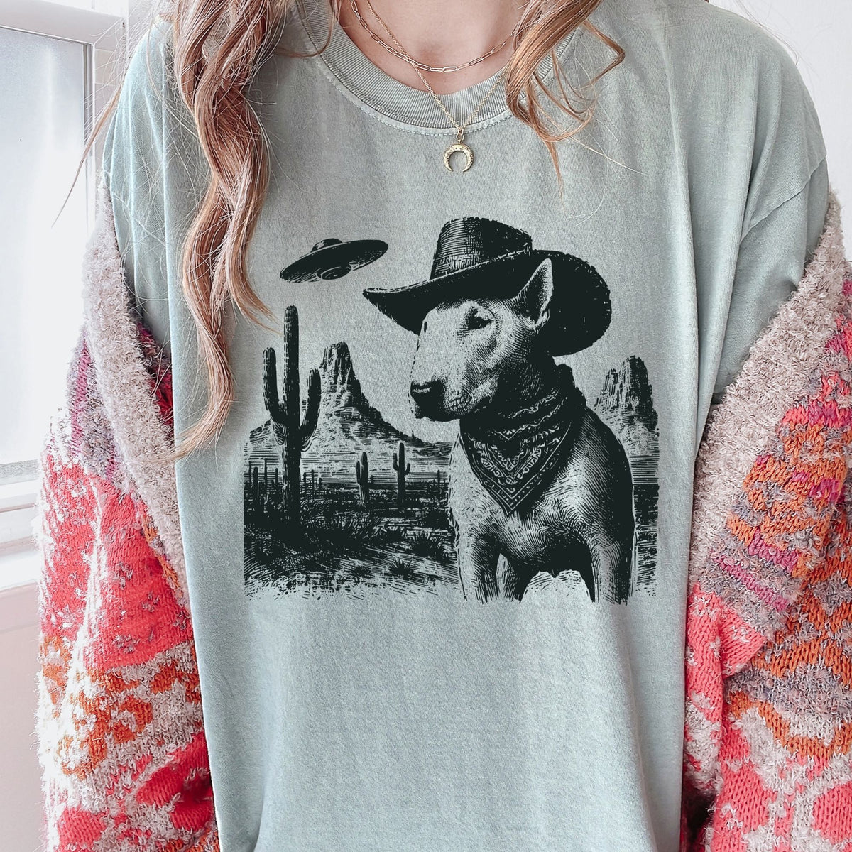 Bull Terrier Western UFO t-shirt
