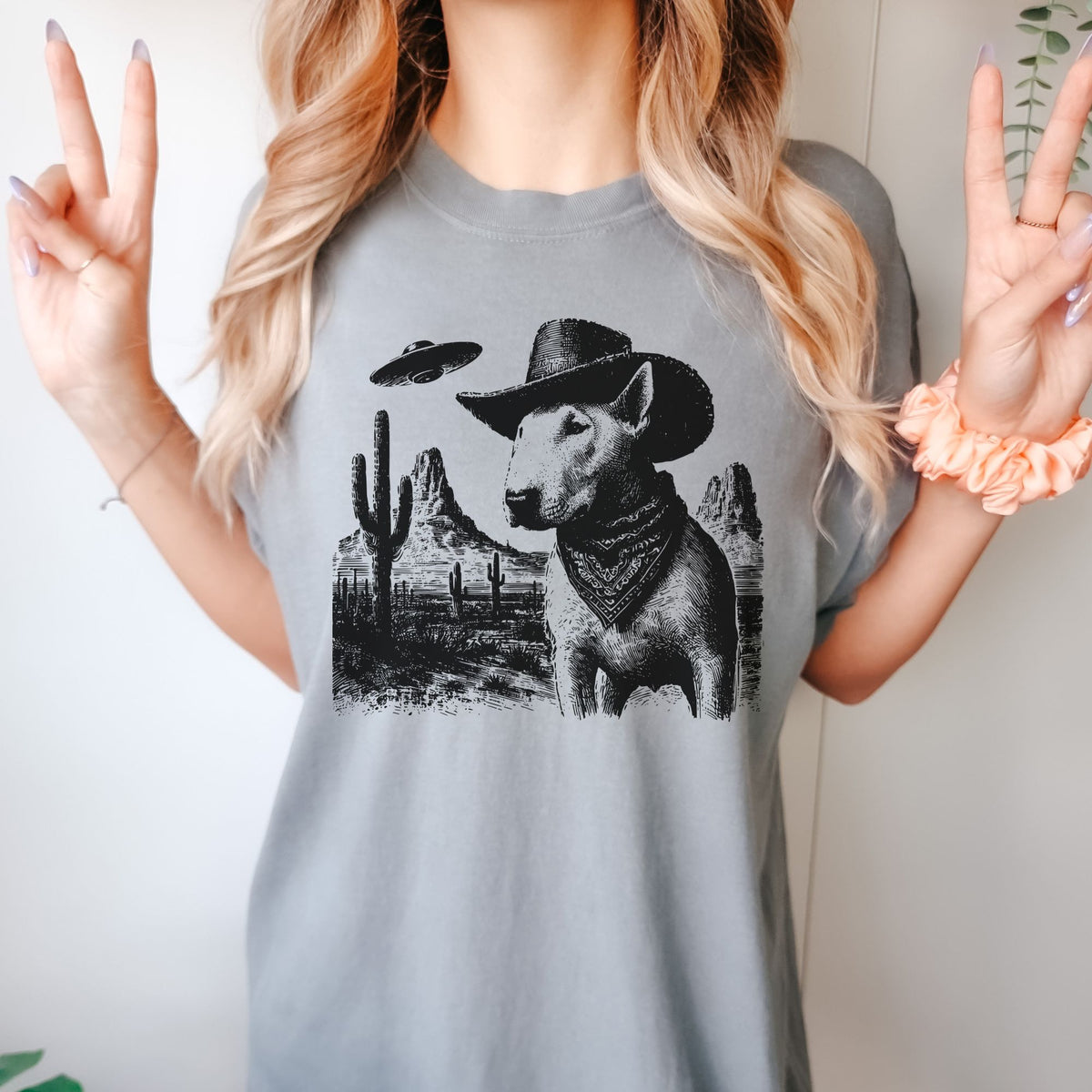 Bull Terrier Western UFO t-shirt