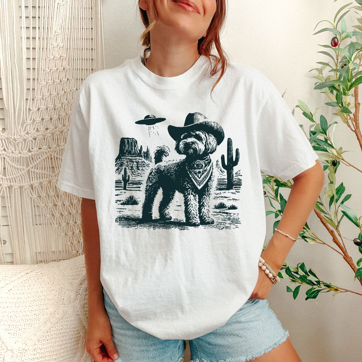 Cavapoo Western UFO t-shirt