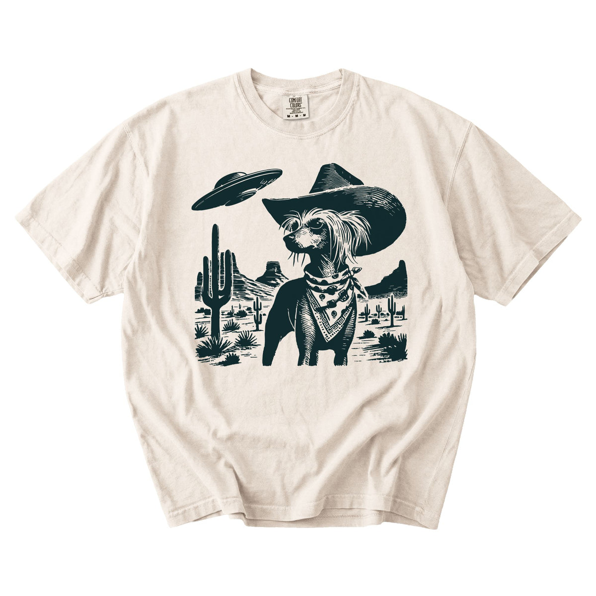 Chinese Crested Western UFO t-shirt