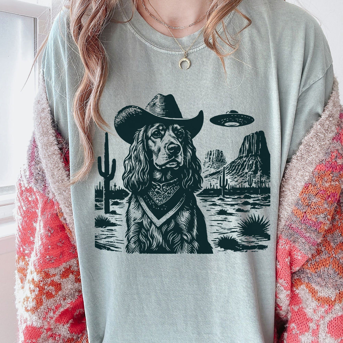 Cocker Spaniel Western UFO t-shirt