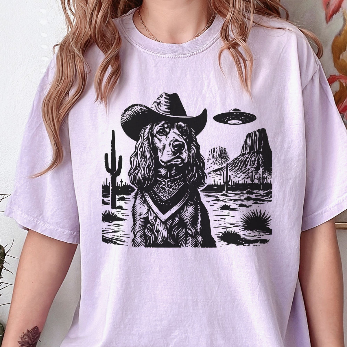 Cocker Spaniel Western UFO t-shirt