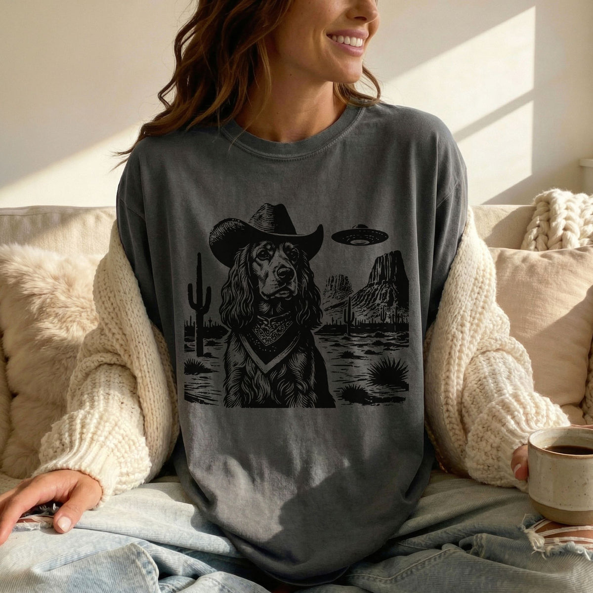 Cocker Spaniel Western UFO t-shirt
