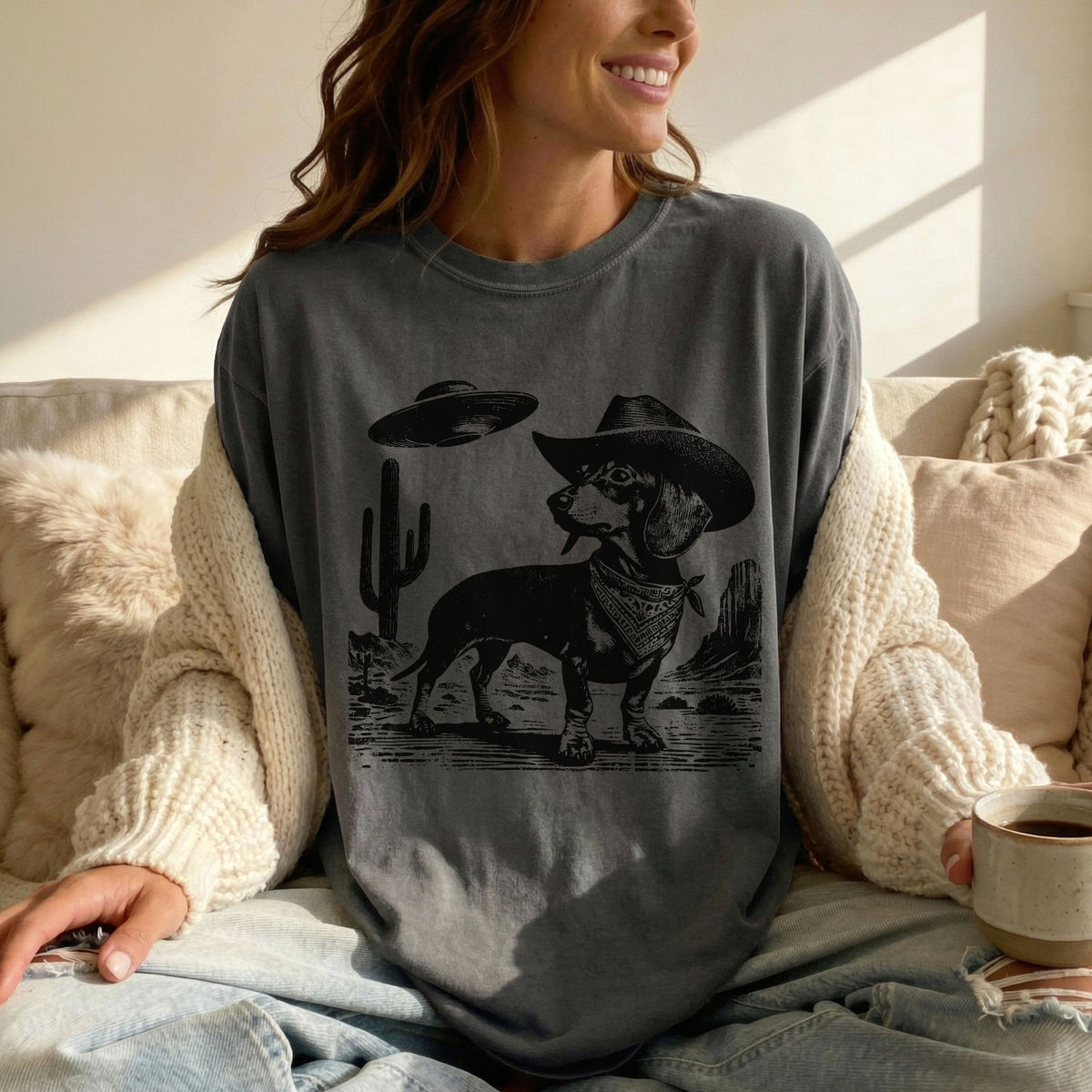 Dachshund Western UFO t-shirt
