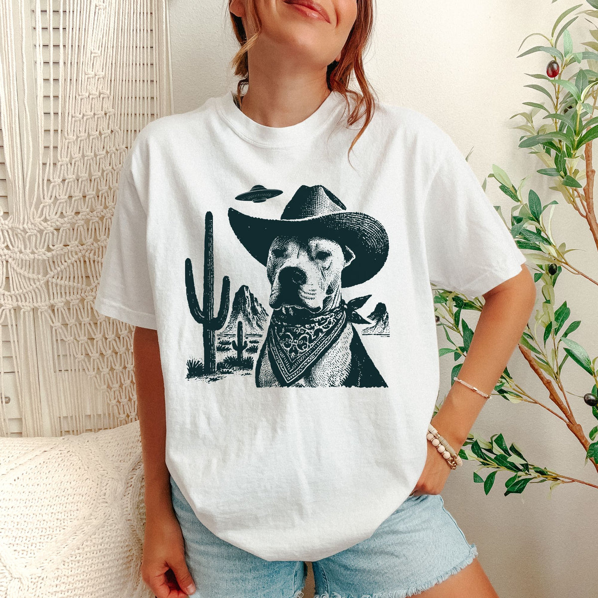Dogo Argentino Western UFO t-shirt