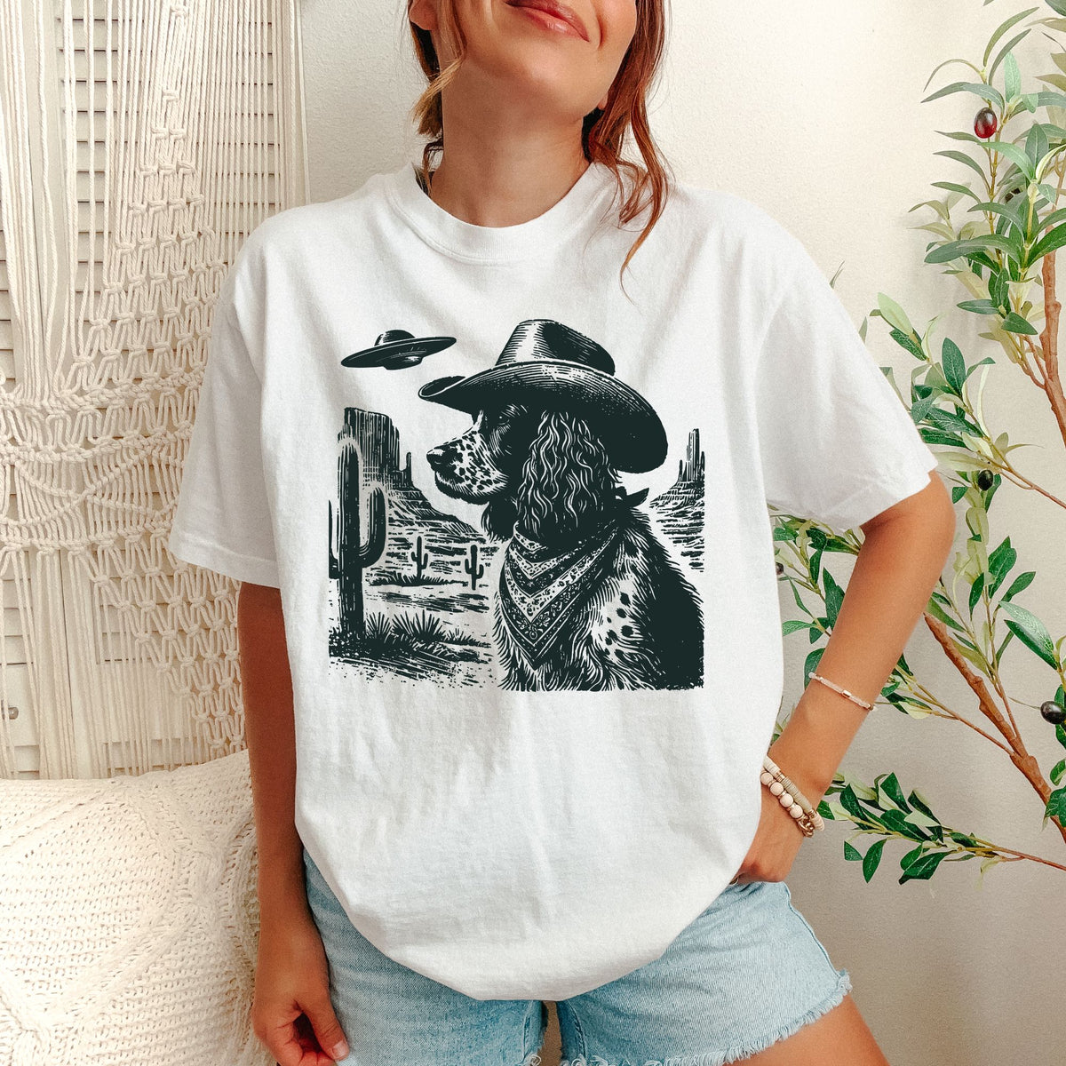English Springer Spaniel Western UFO t-shirt