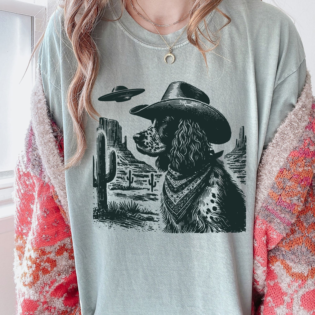 English Springer Spaniel Western UFO t-shirt
