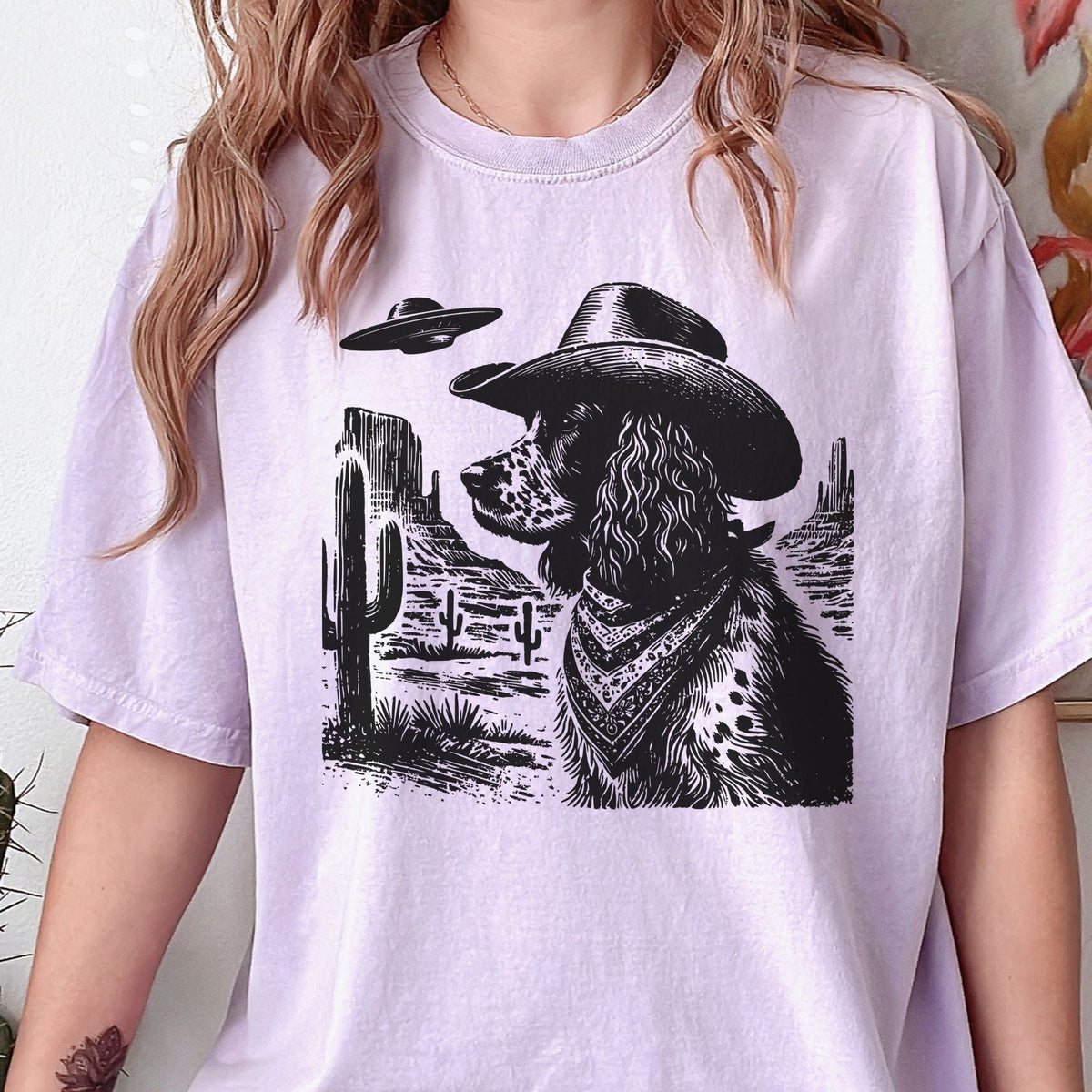 English Springer Spaniel Western UFO t-shirt