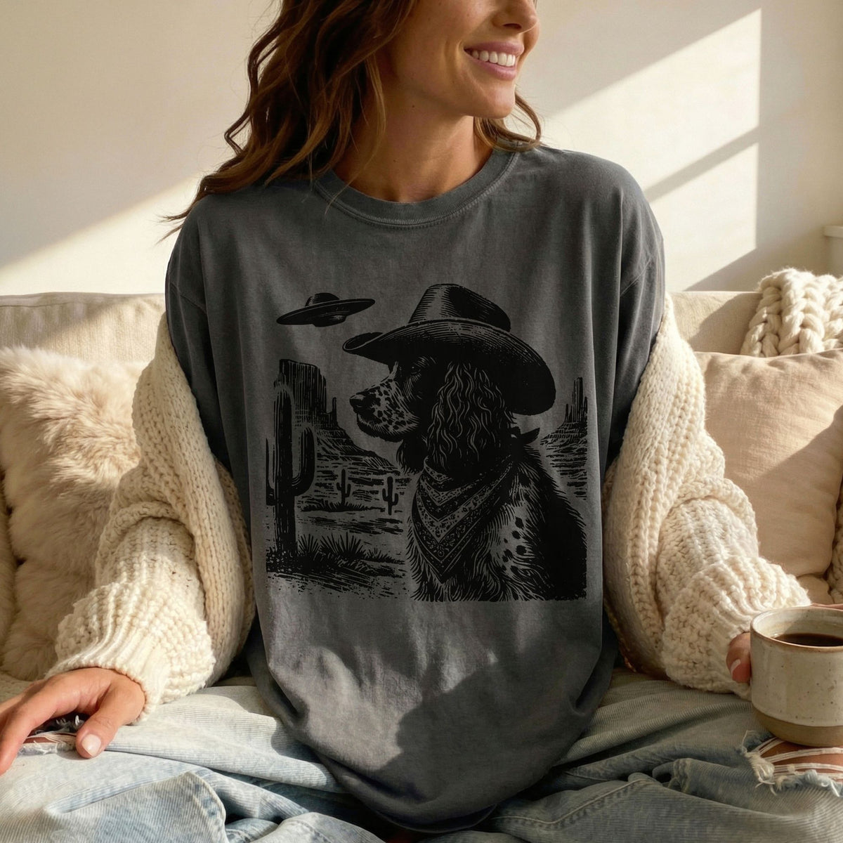 English Springer Spaniel Western UFO t-shirt