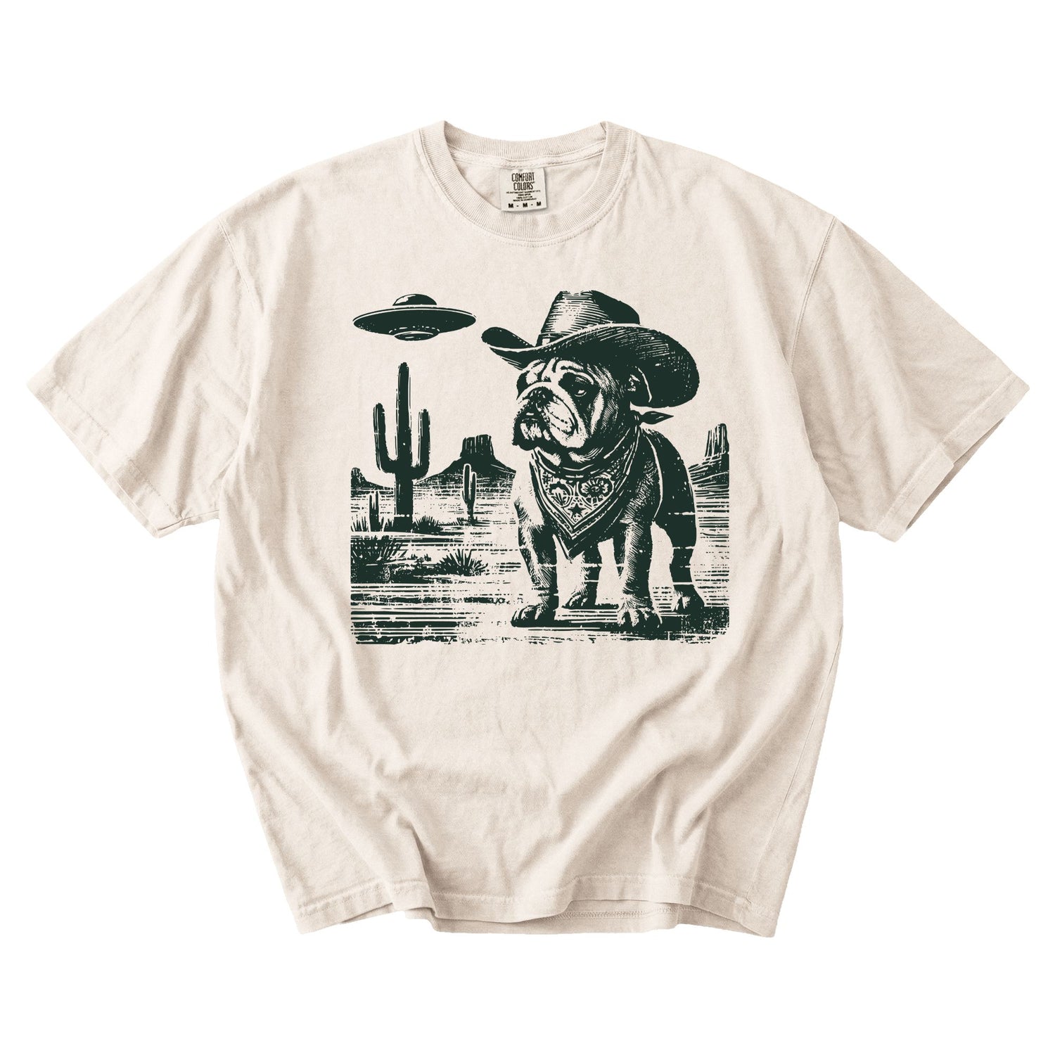 English Bulldog Western UFO t-shirt