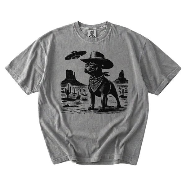 French Bulldog Western UFO t-shirt