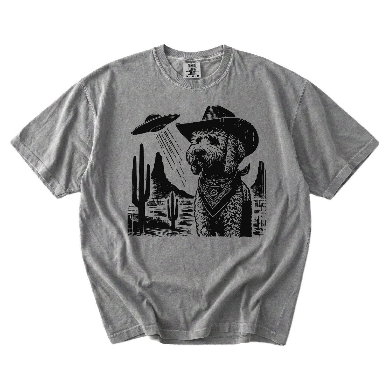 Goldendoodle Western UFO t-shirt