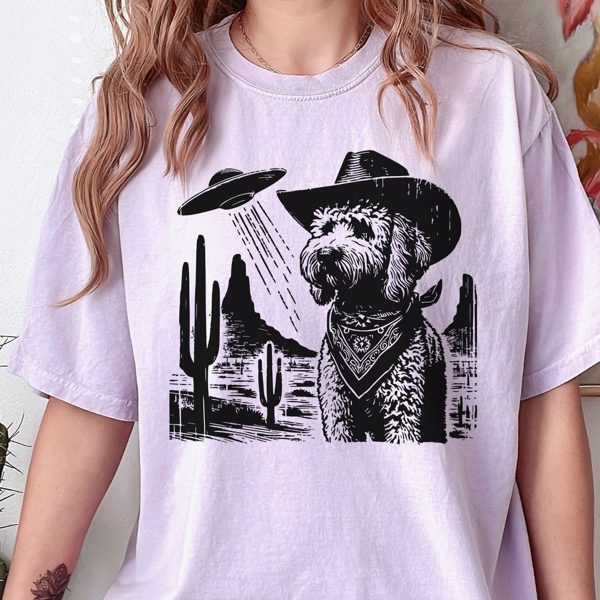 Goldendoodle Western UFO t-shirt