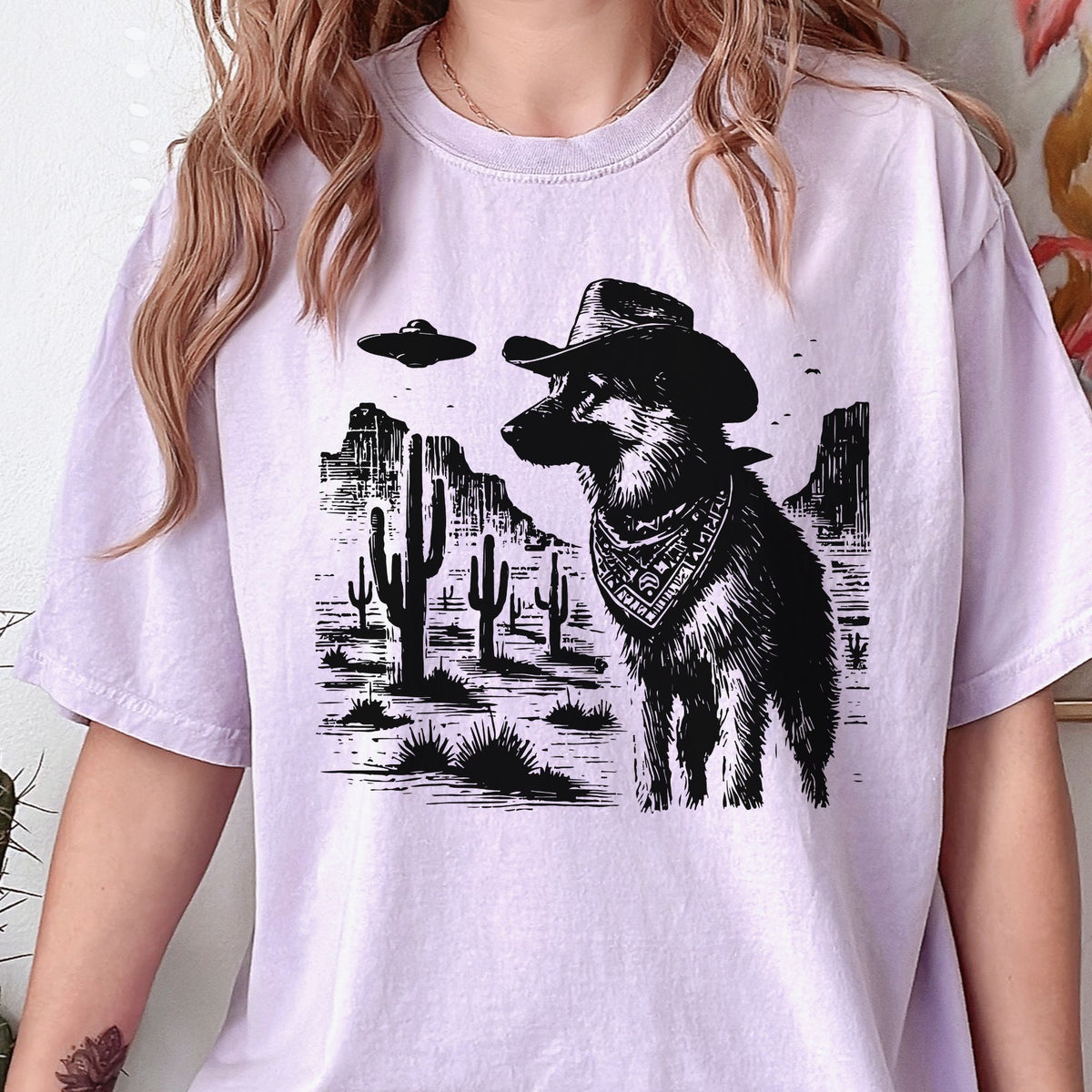 German Shepherd Western UFO t-shirt