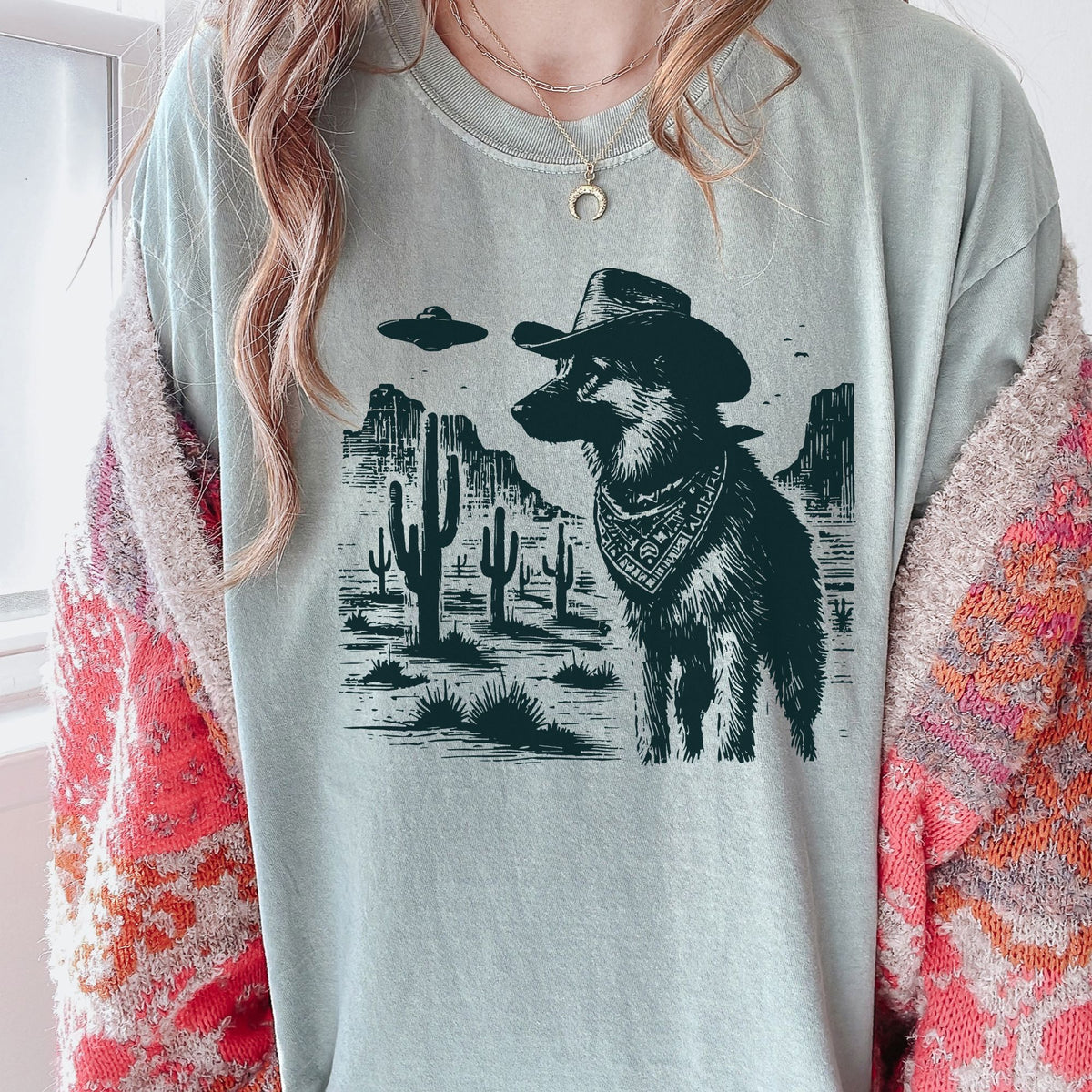 German Shepherd Western UFO t-shirt