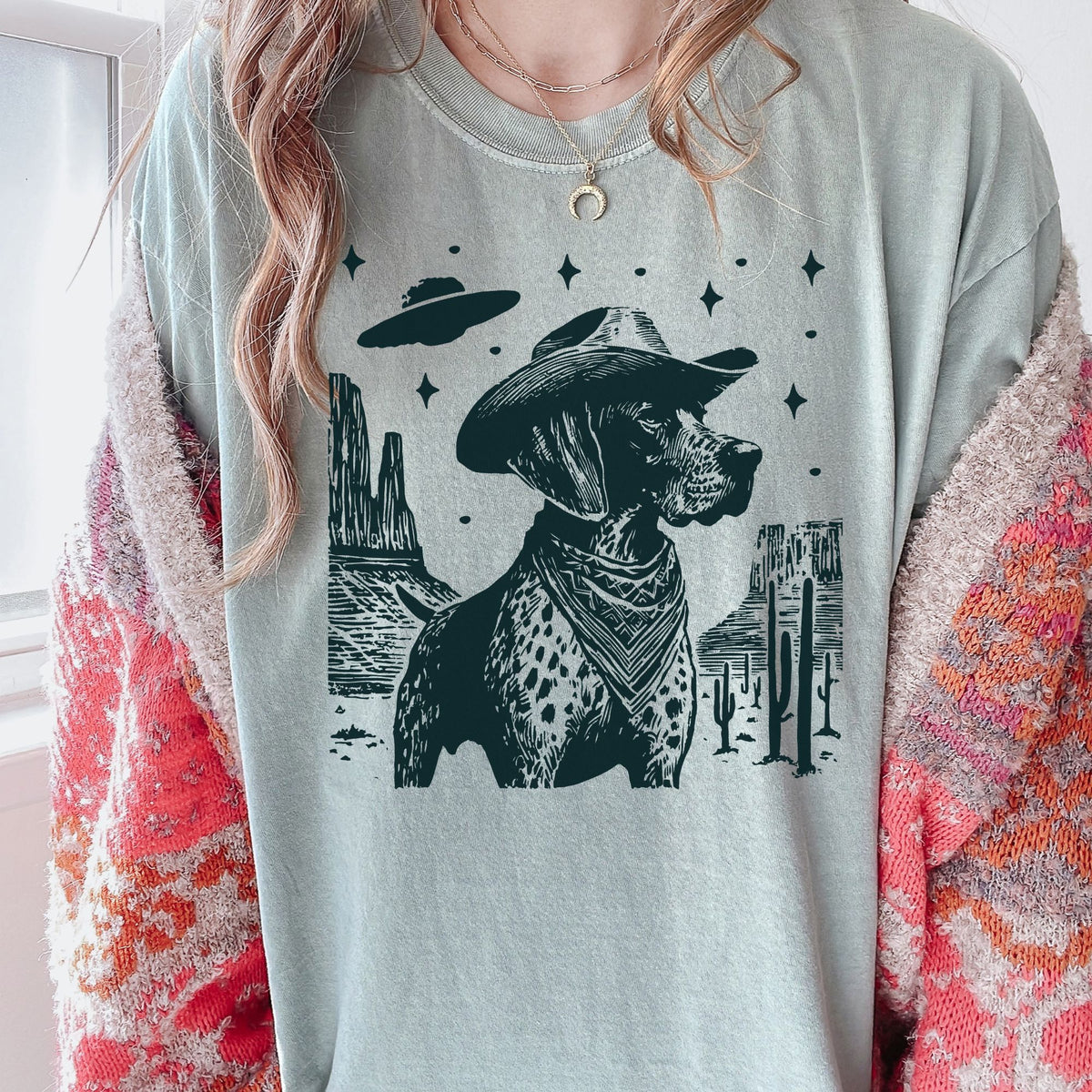 German Shorthaired Pointer Western UFO t-shirt