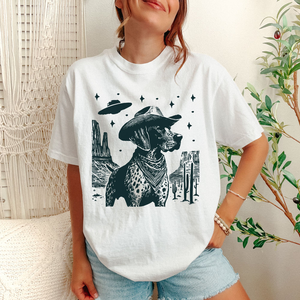 German Shorthaired Pointer Western UFO t-shirt