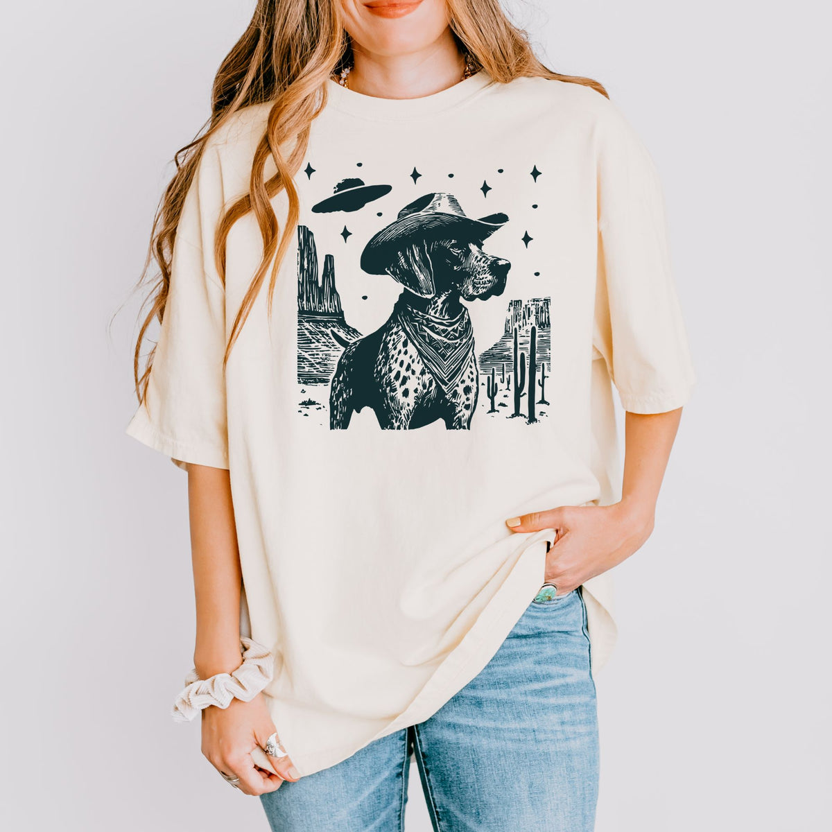 German Shorthaired Pointer Western UFO t-shirt