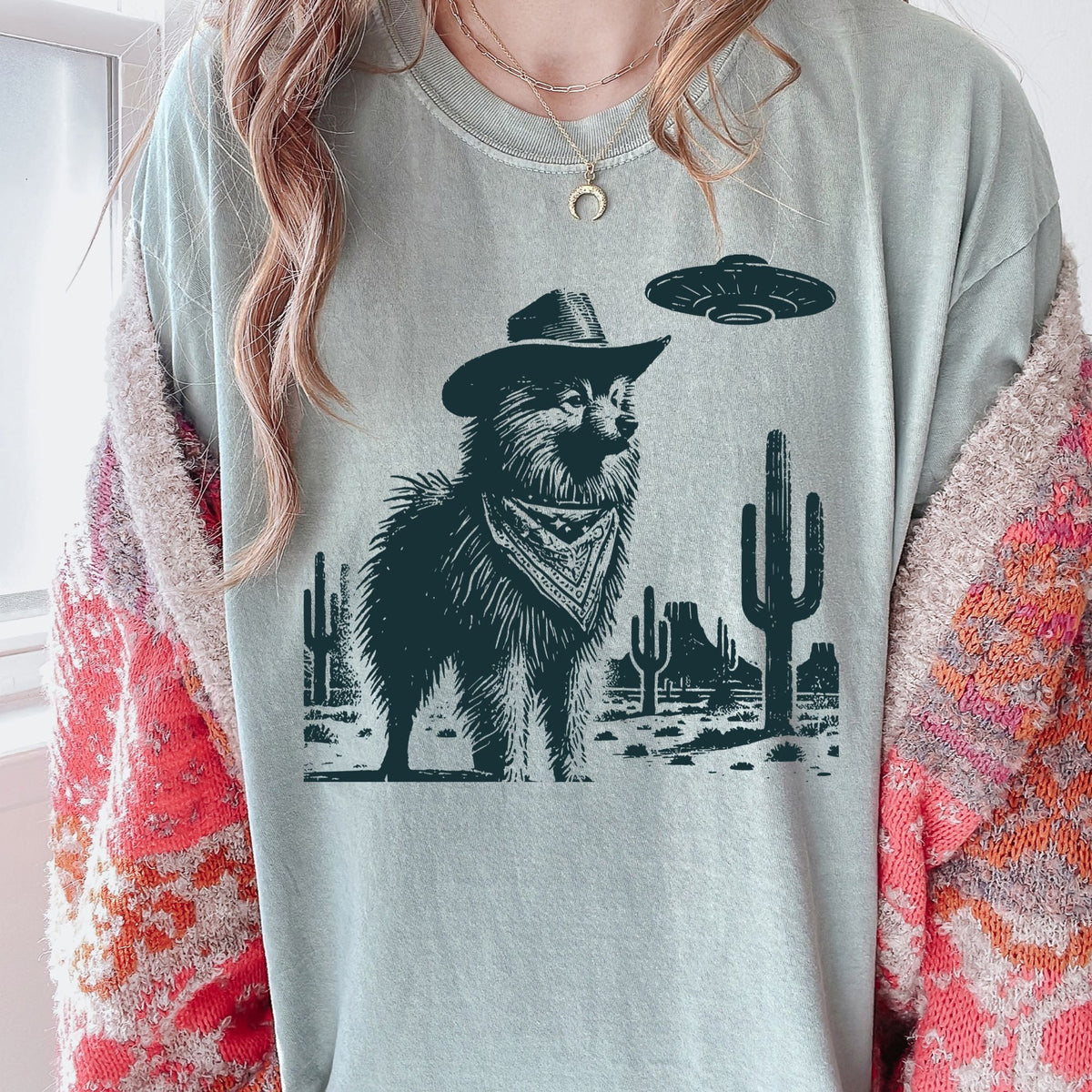 Keeshond Western UFO t-shirt