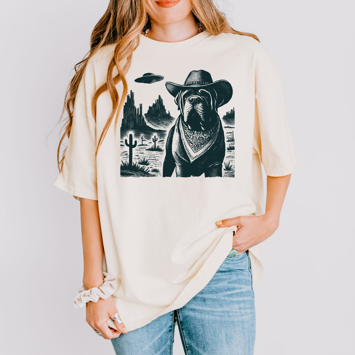 Neapolitan Mastiff Western UFO t-shirt
