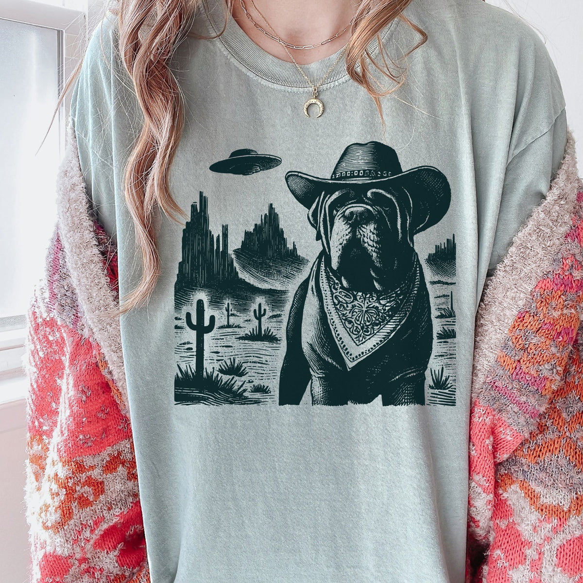 Neapolitan Mastiff Western UFO t-shirt