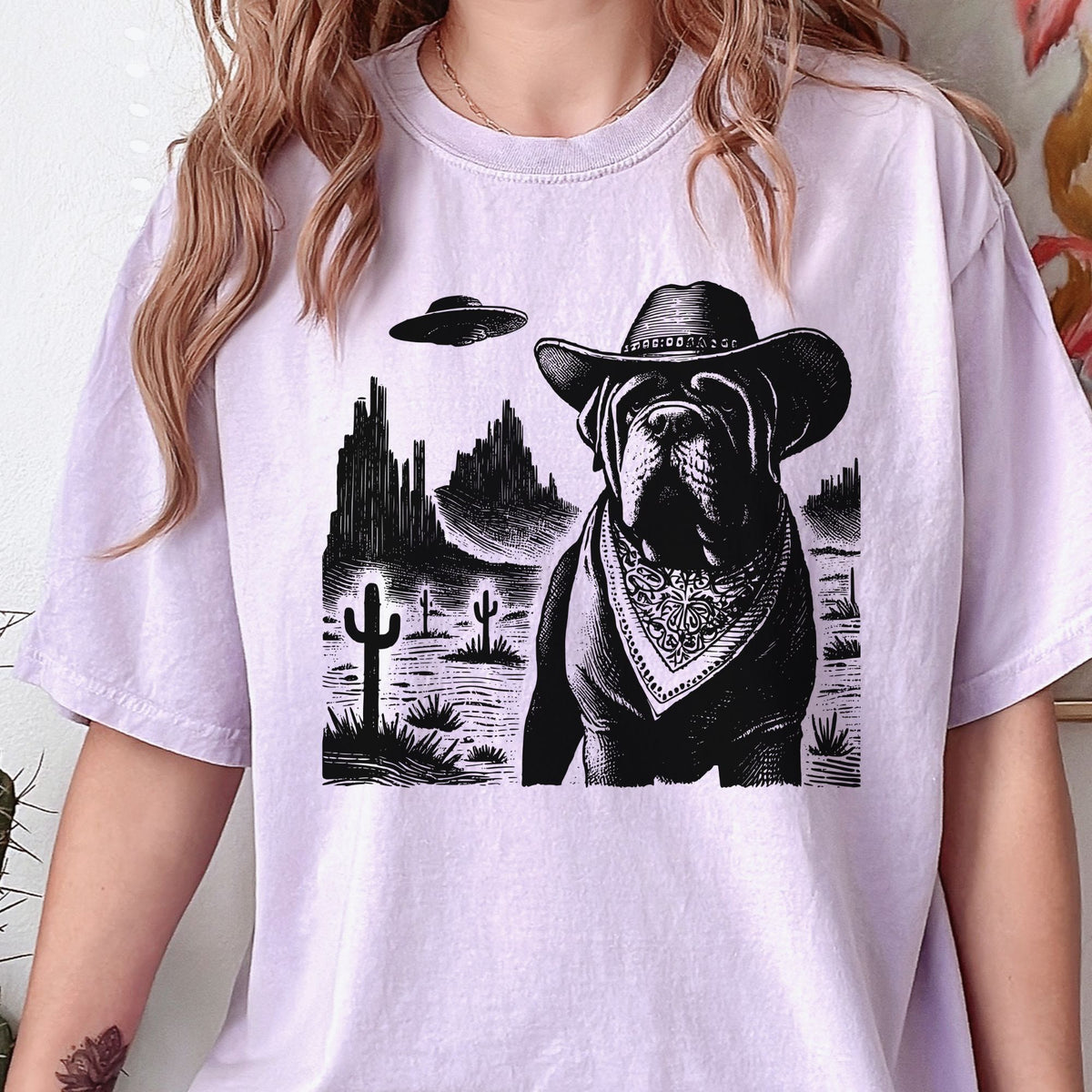 Neapolitan Mastiff Western UFO t-shirt