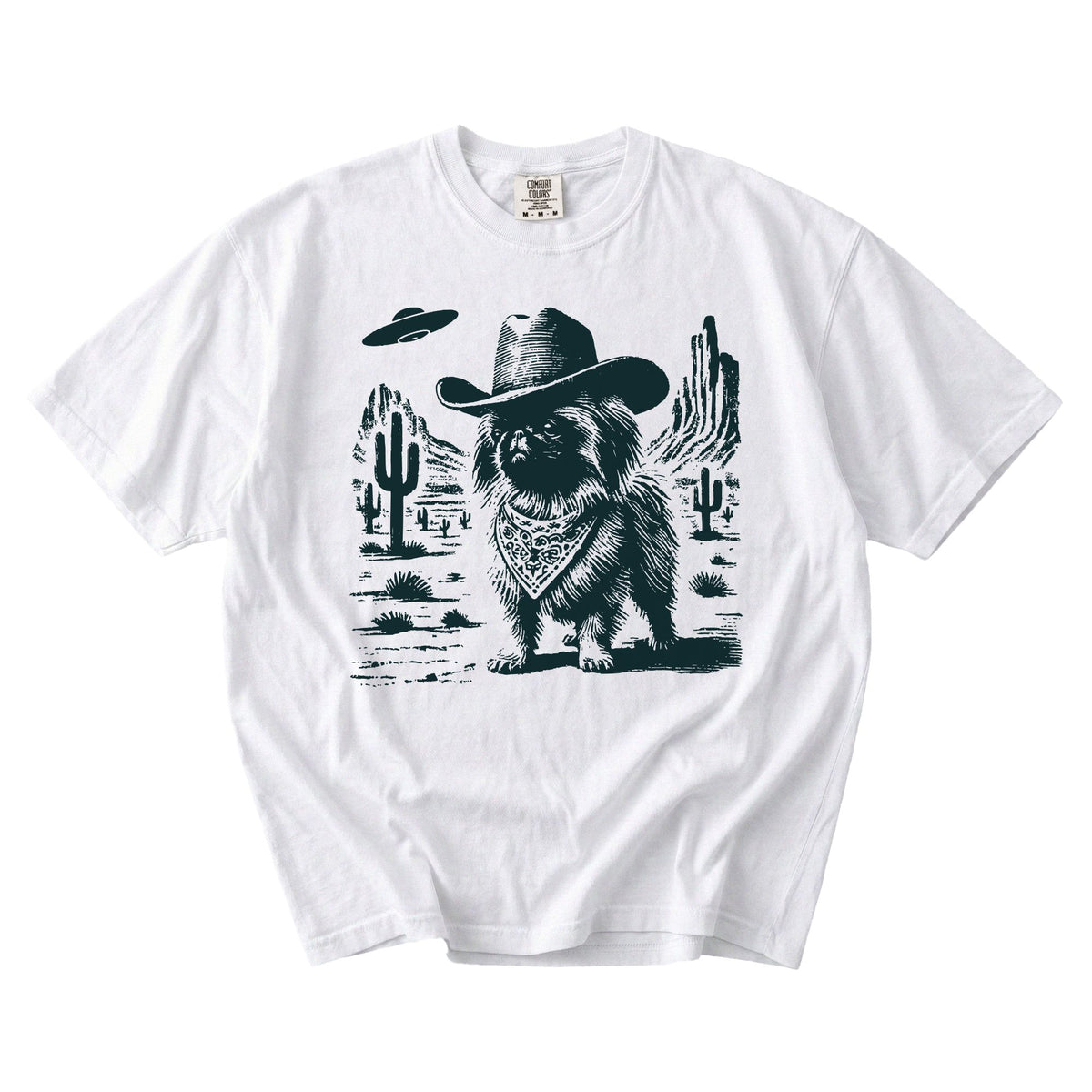 Pekingese Western UFO t-shirt