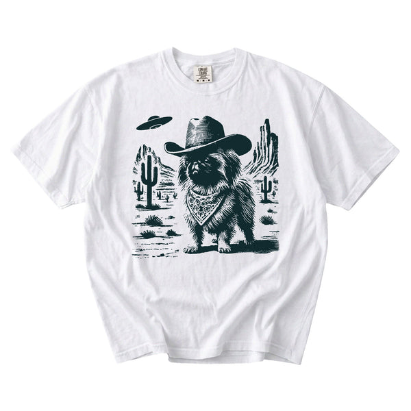 Pekingese Western UFO t-shirt