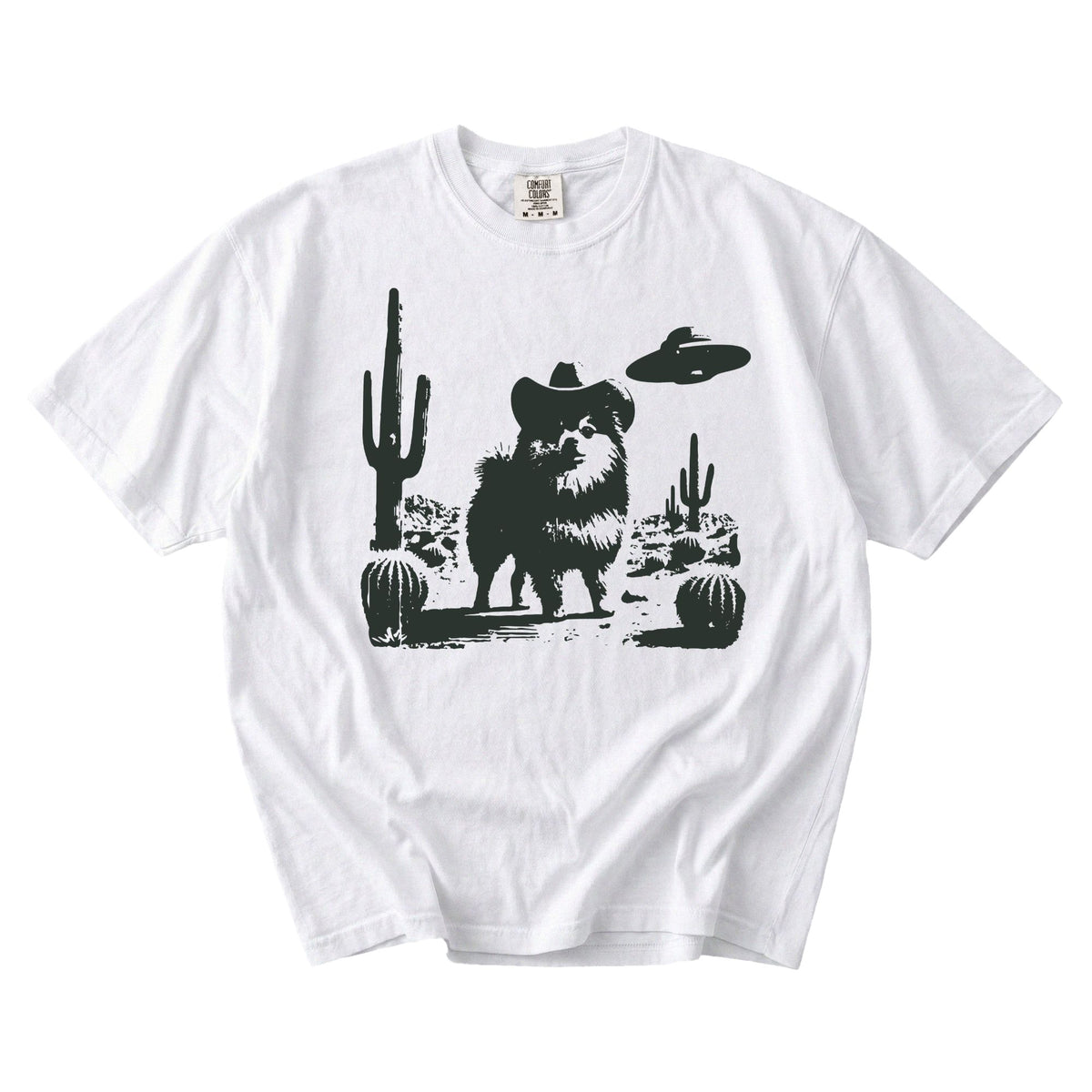 Pomeranian Western UFO t-shirt