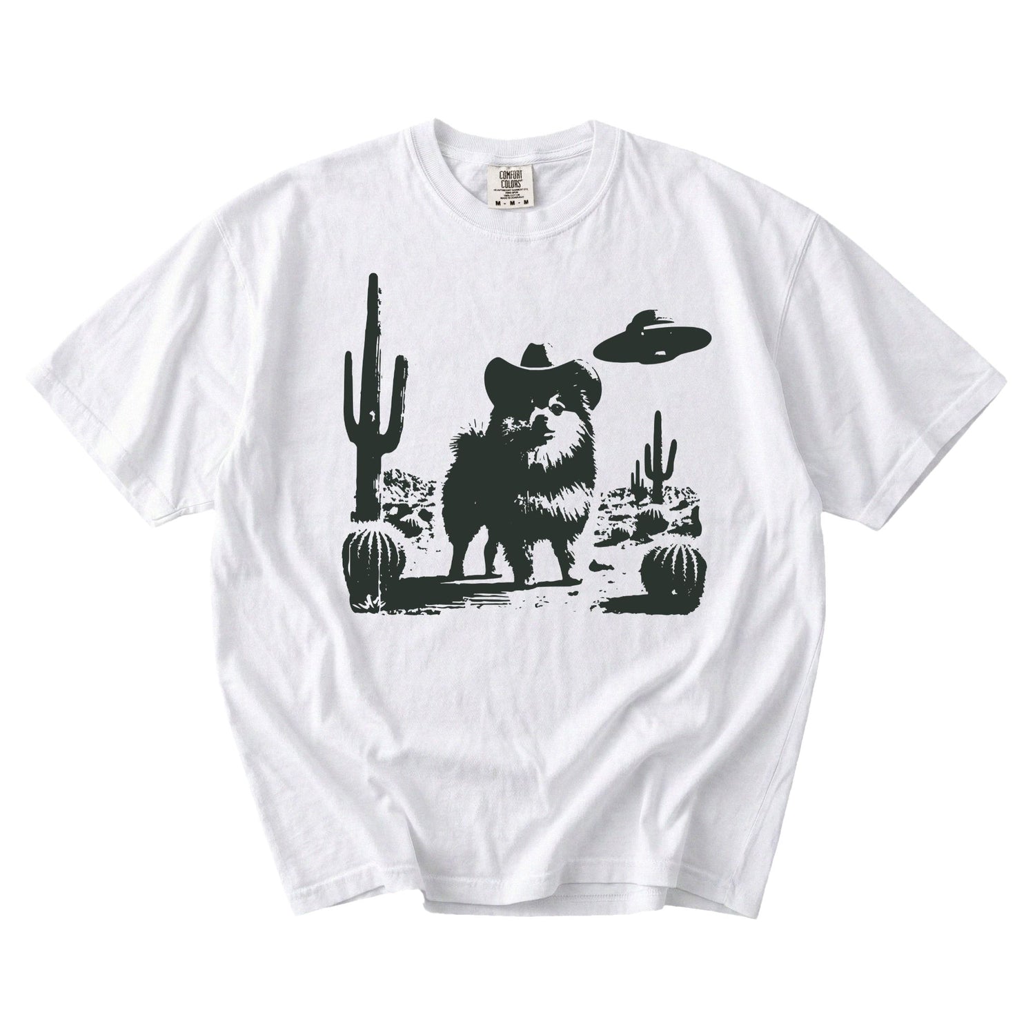 Pomeranian Western UFO t-shirt