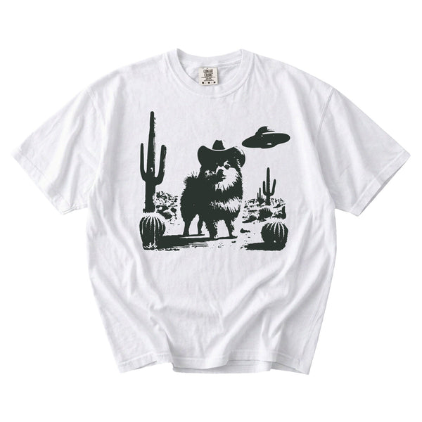 Pomeranian Western UFO t-shirt