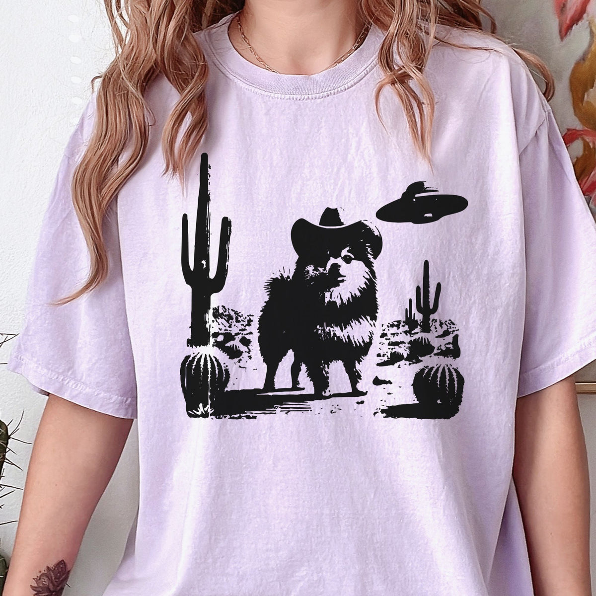 Pomeranian Western UFO t-shirt