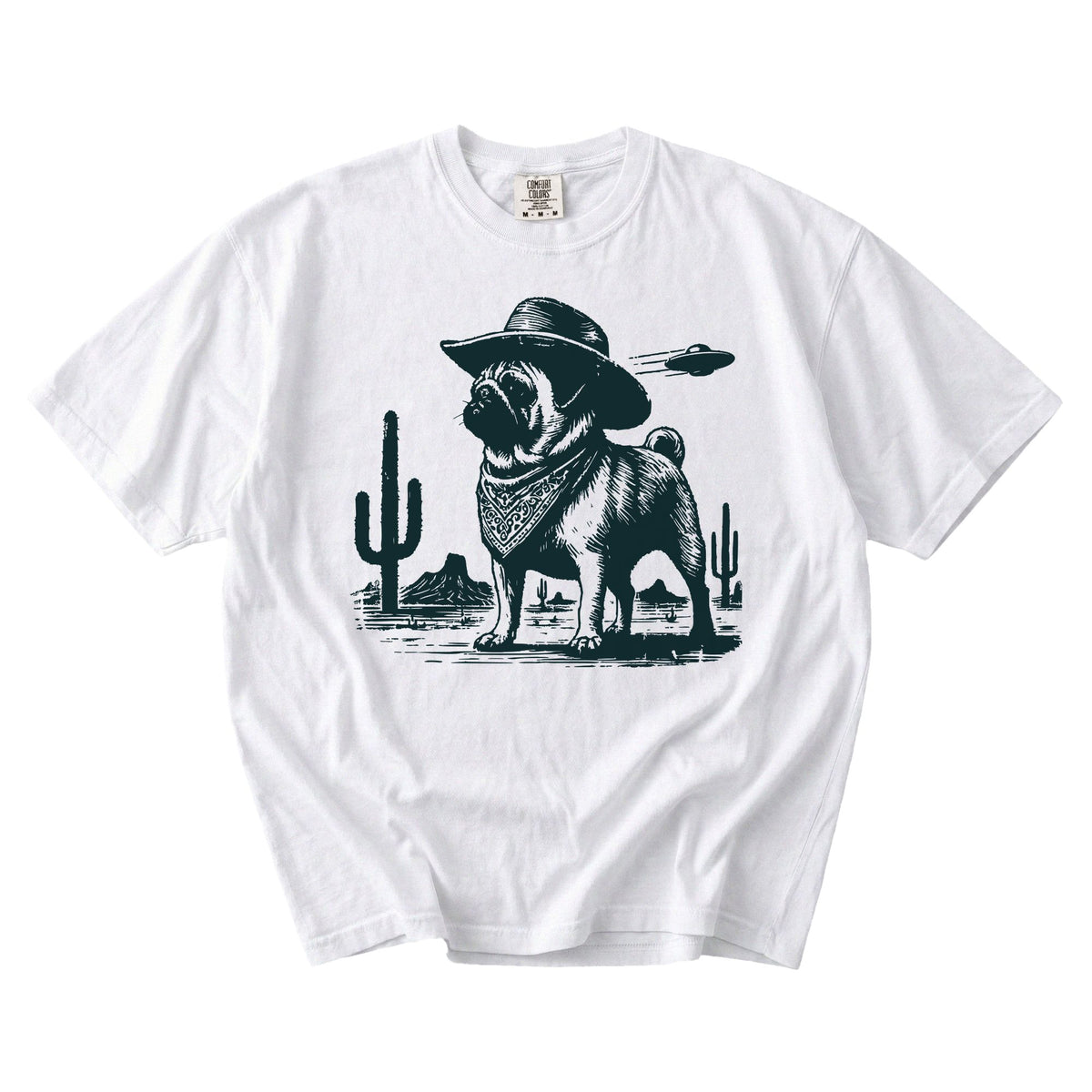 Pug Western UFO t-shirt