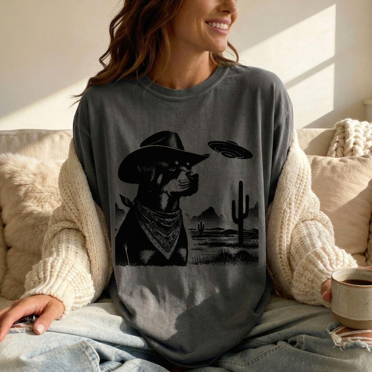 Rottweiler Western UFO t-shirt