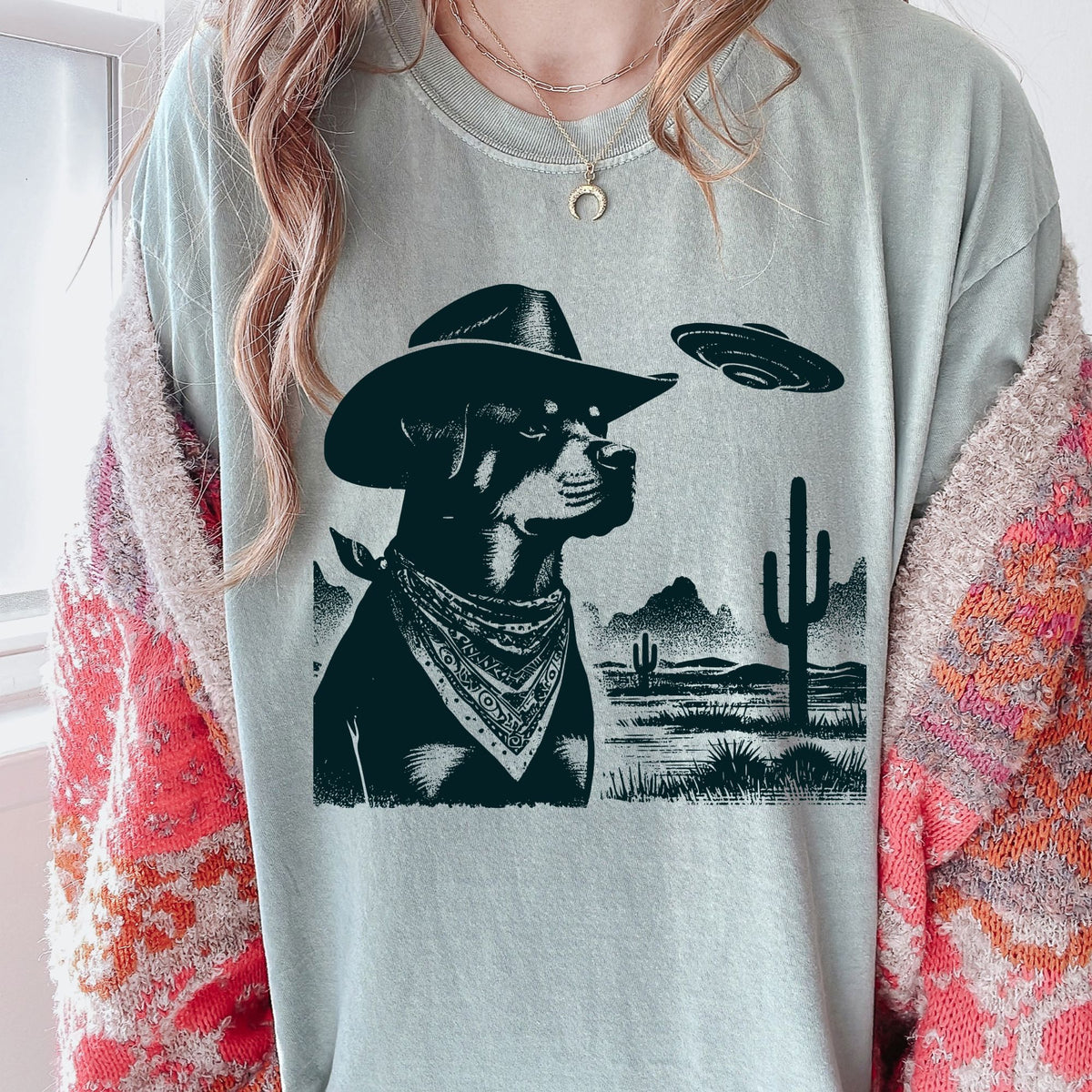Rottweiler Western UFO t-shirt