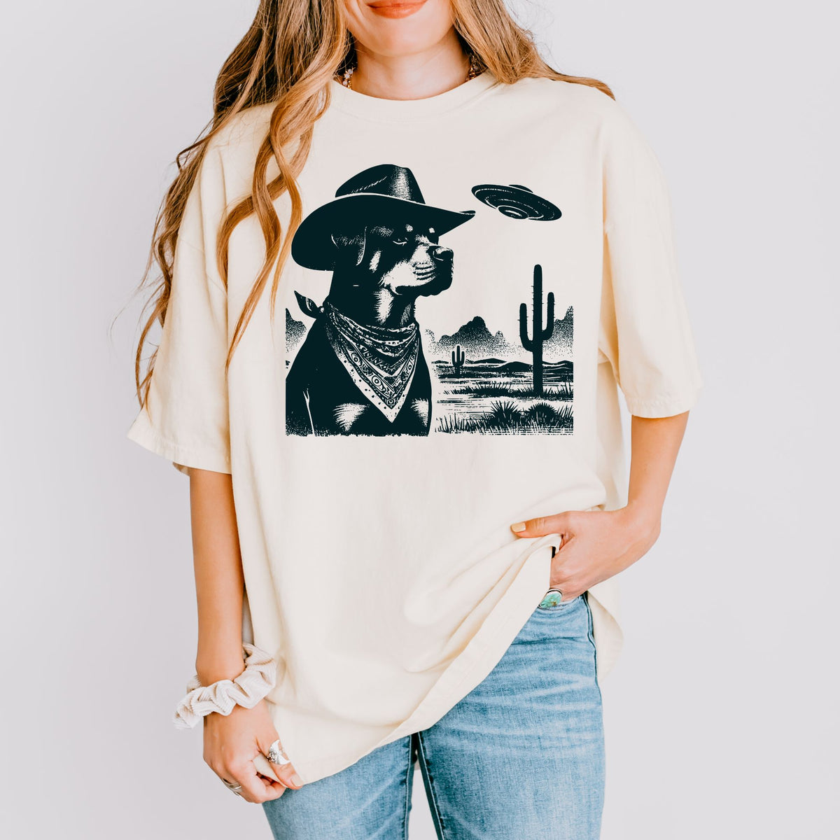 Rottweiler Western UFO t-shirt