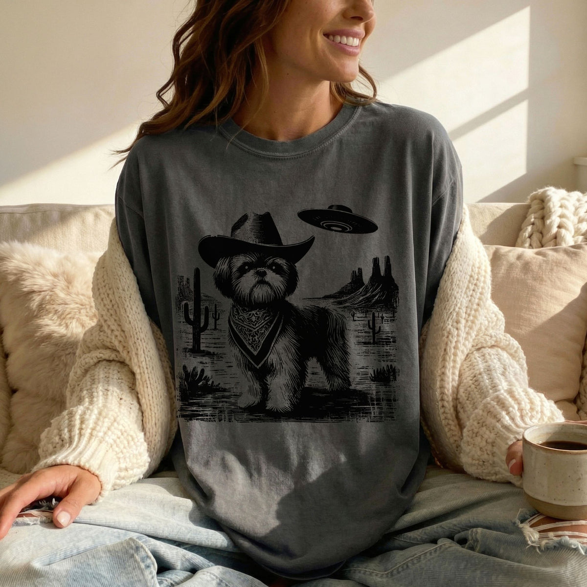 Shih Tzu Western UFO t-shirt